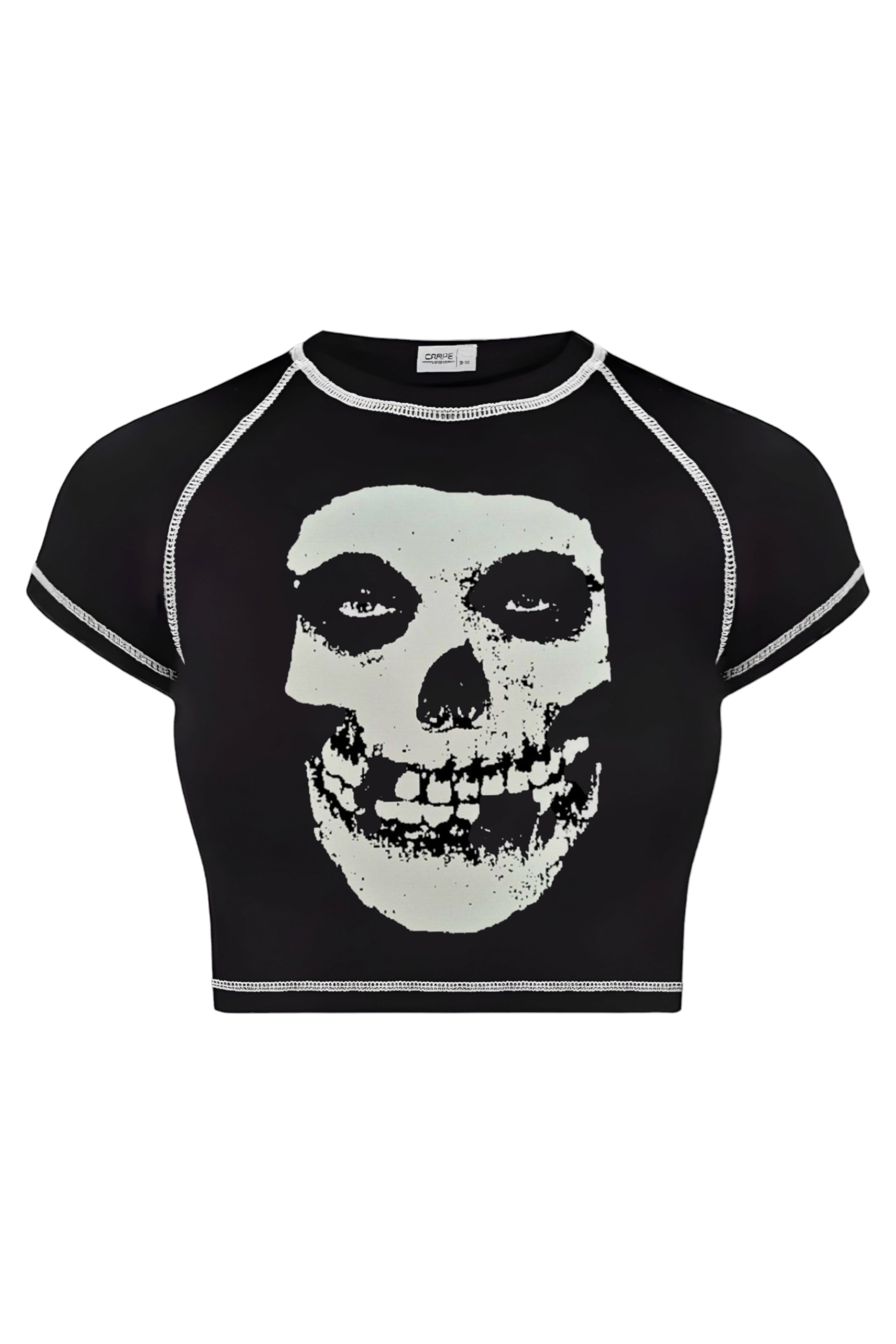 Ters Dikiş Black Skull  Crop