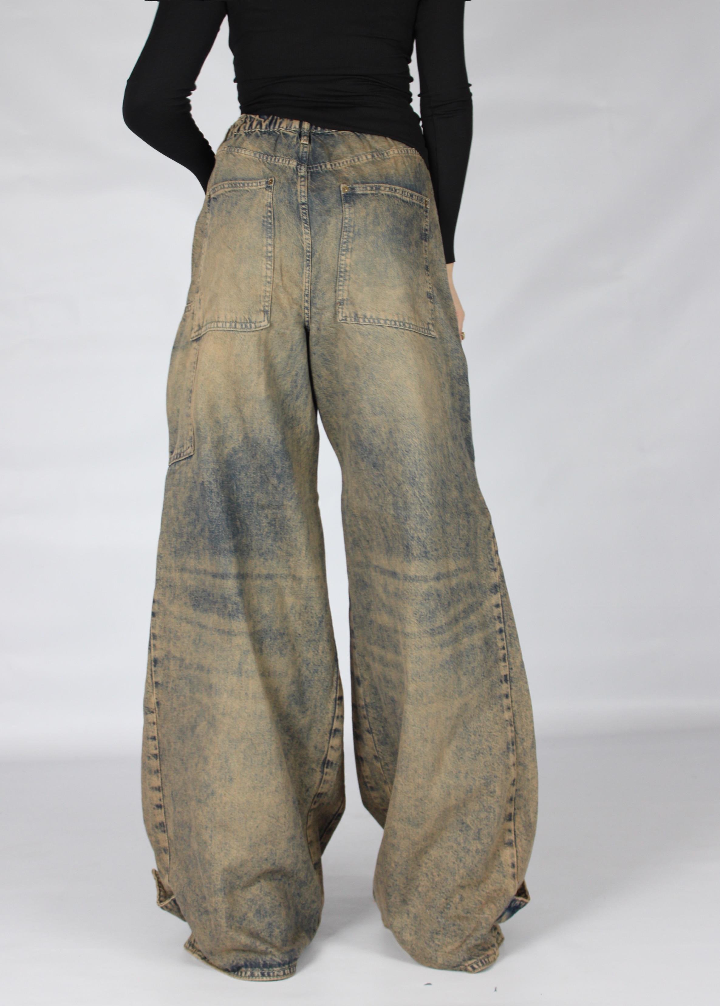 Yeşil Yıkamalı Salaş Pantolon