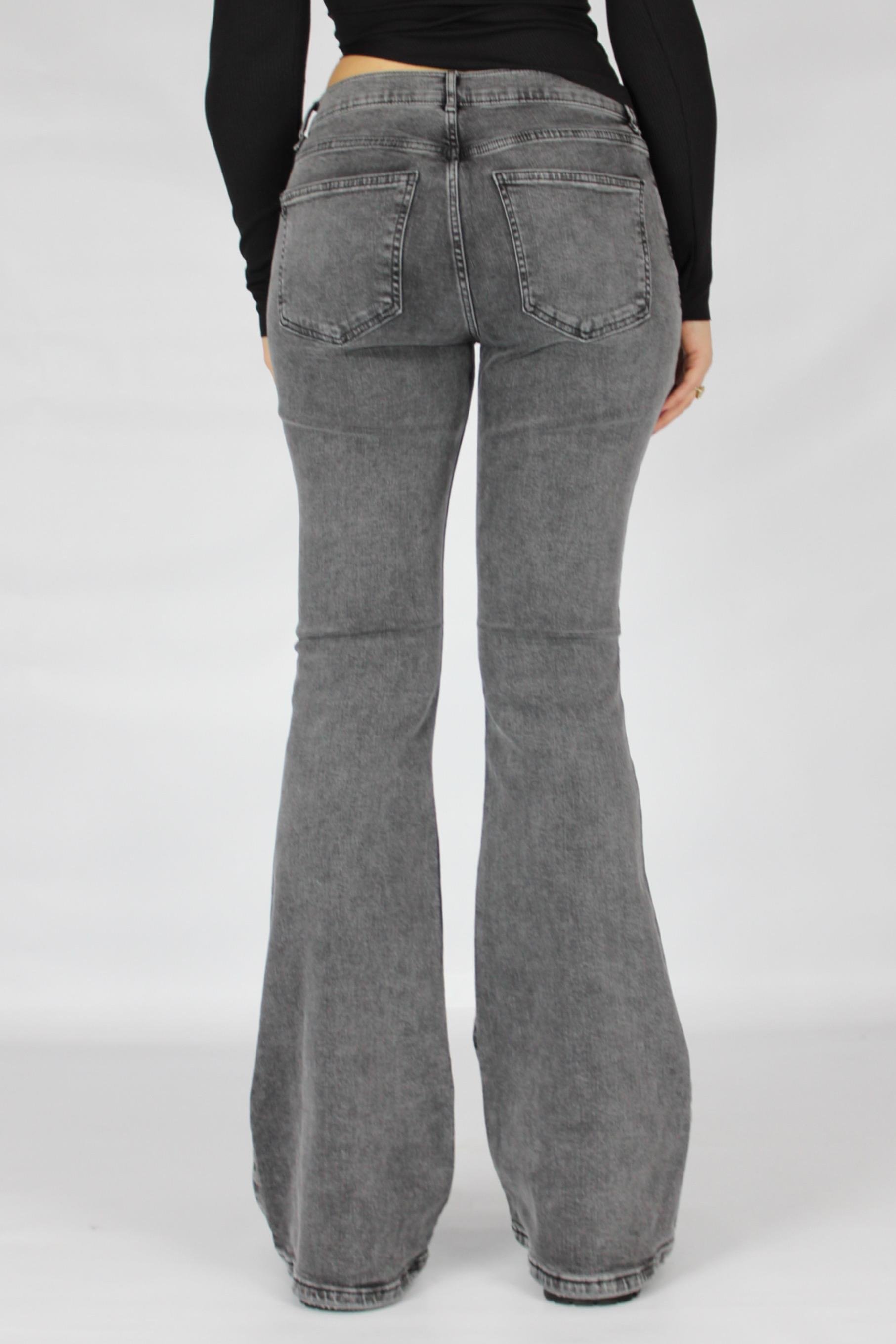 Yıkamalı Füme Flare Pantolon