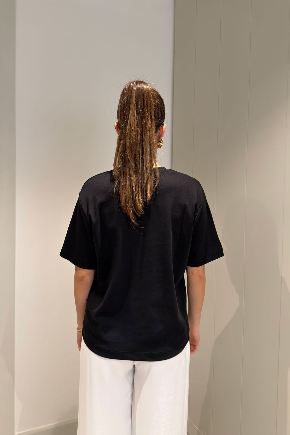 %100 Pamuk Kısa Kol Basic T-shirt- SİYAH