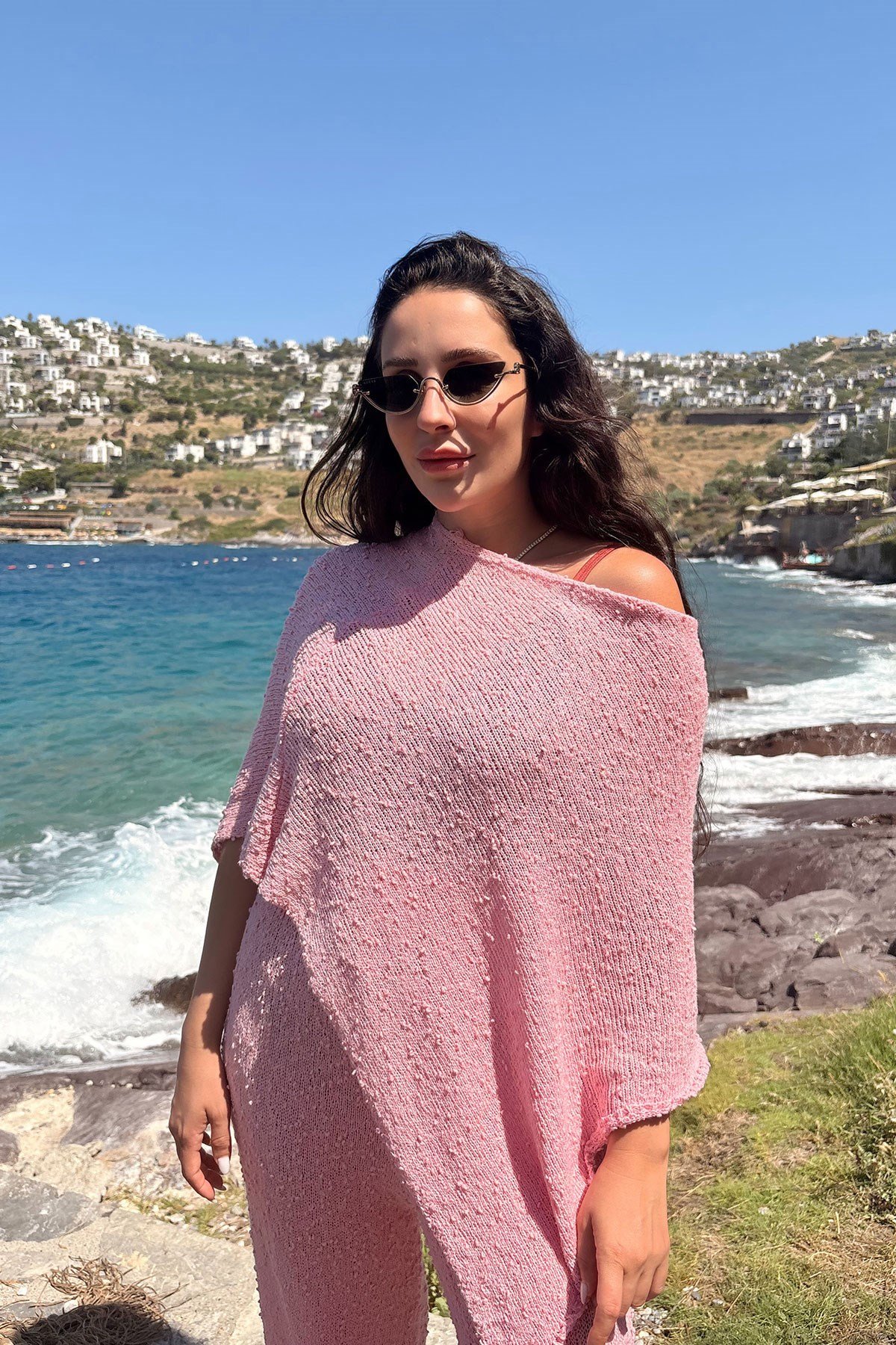 Asimetrik Kesim Triko Takım- PEMBE