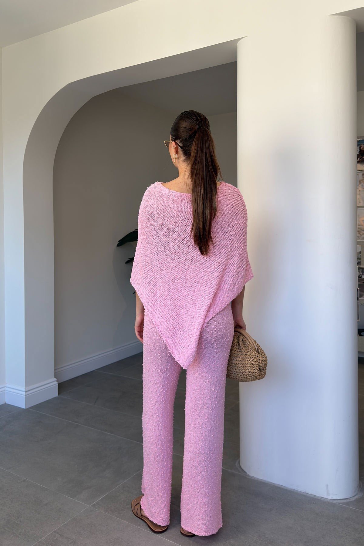 Asimetrik Kesim Triko Takım- PEMBE