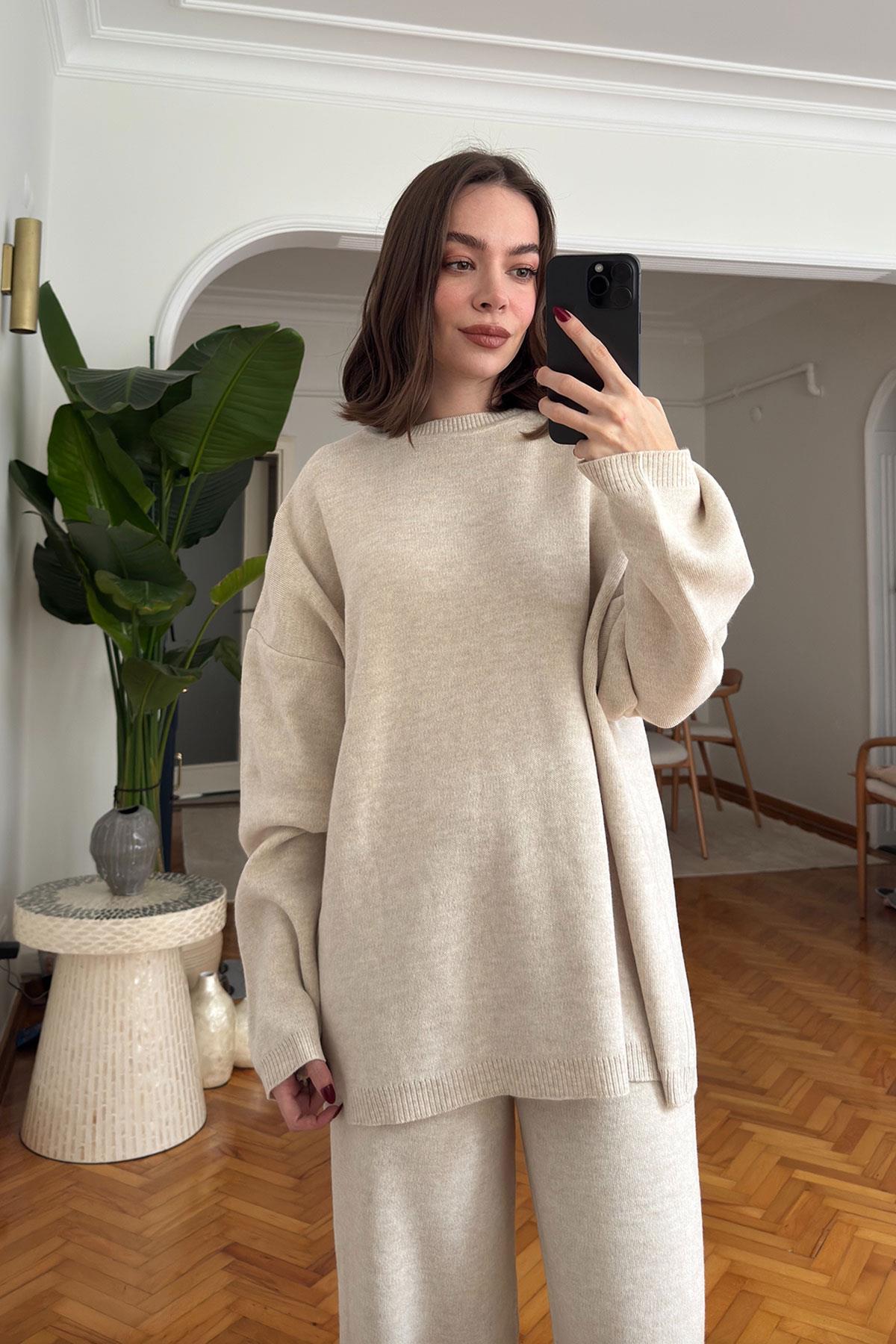 Basic Bisiklet Yaka Triko Takım- TAŞ