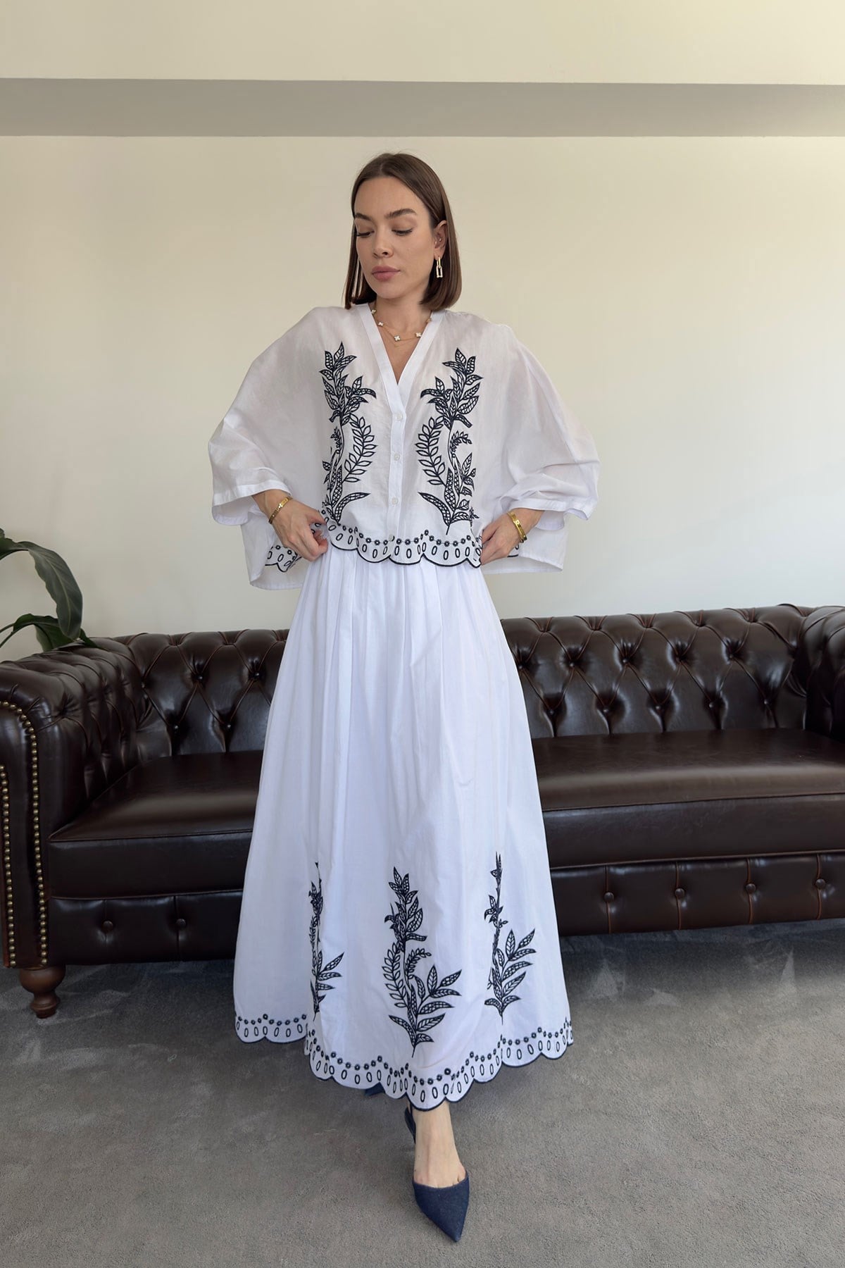 Begonvil - Kimono Etekli Takım- BEYAZ