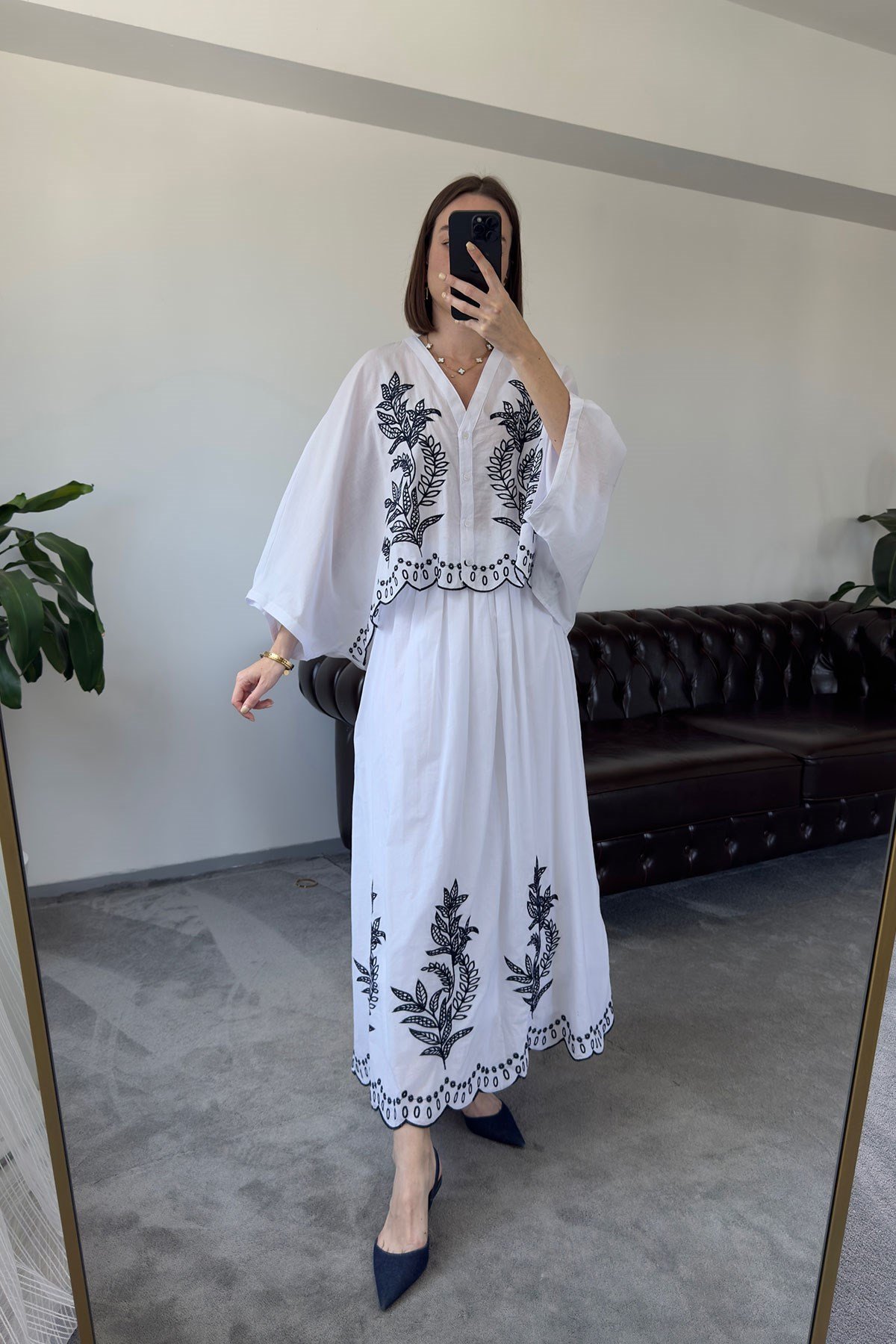 Begonvil - Kimono Etekli Takım- BEYAZ