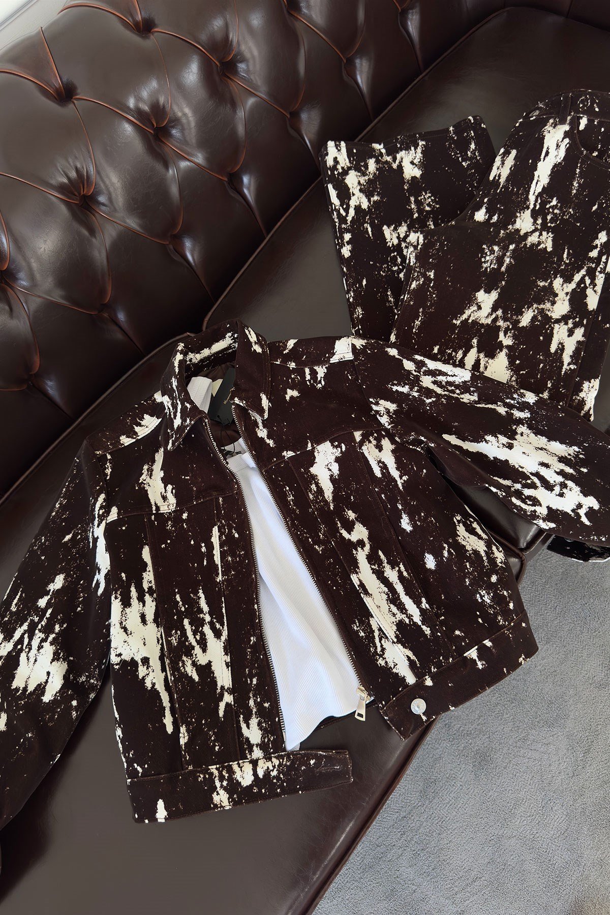 Benekli Özel Seri Premium Gabardin Ceket- KAHVERENGİ