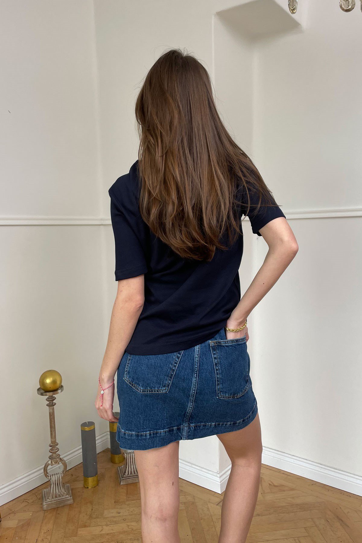 Bisiklet Yaka Basic Tişört- LACİVERT