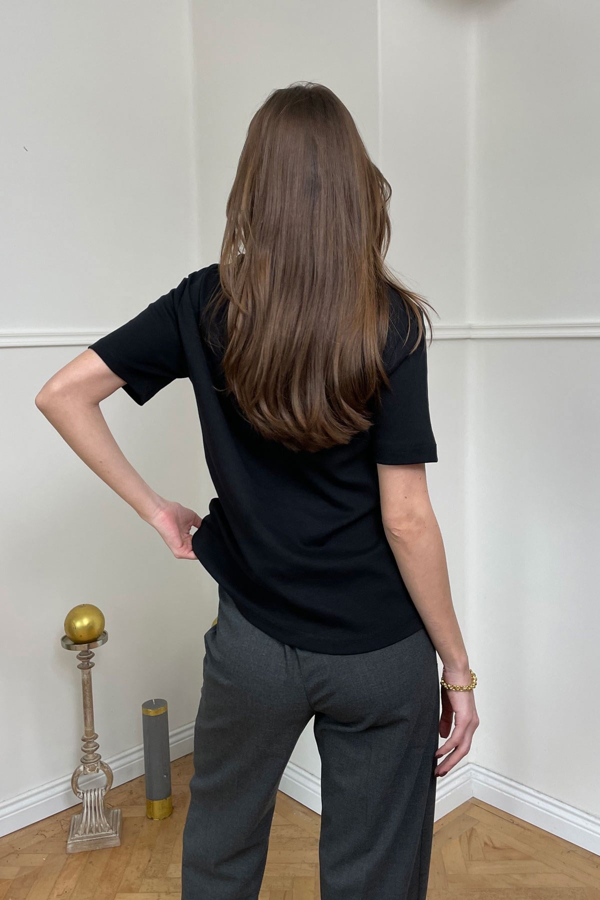 Bisiklet Yaka Basic Tişört- SİYAH