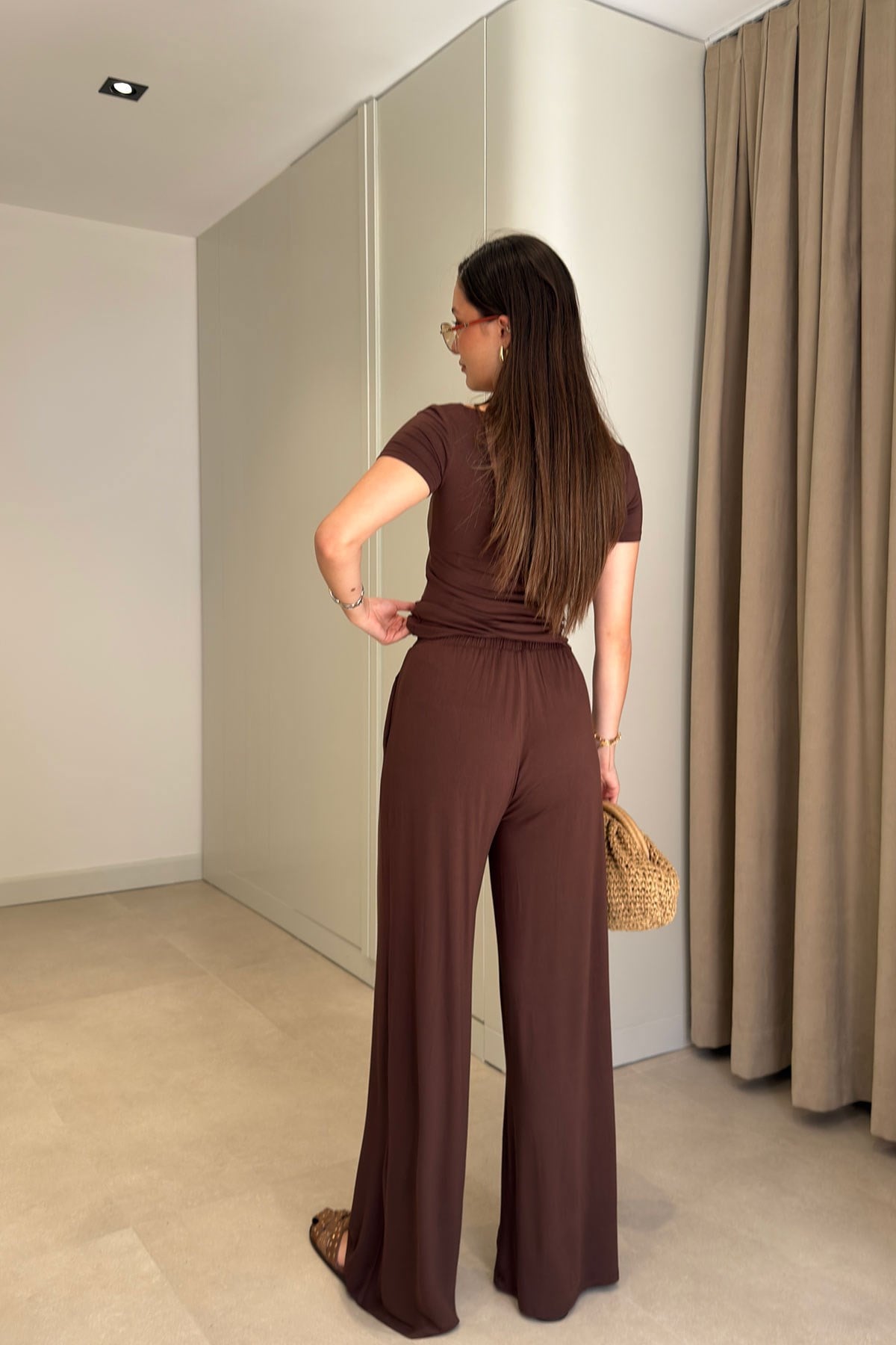 Bisiklet Yaka Premium Basic Takım- KAHVERENGİ