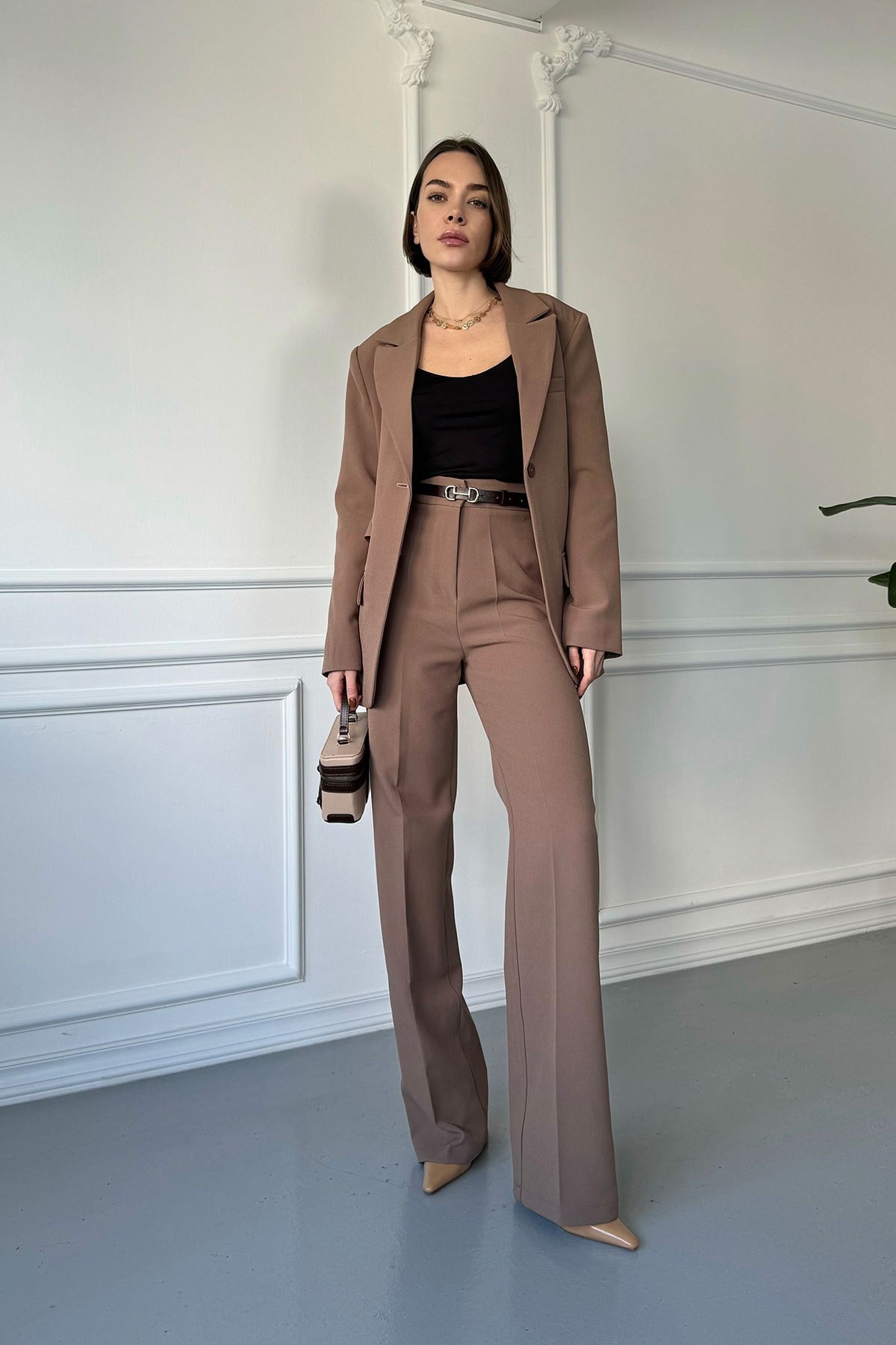 Blazer Kemer Tasarımlı Takım- VİZON