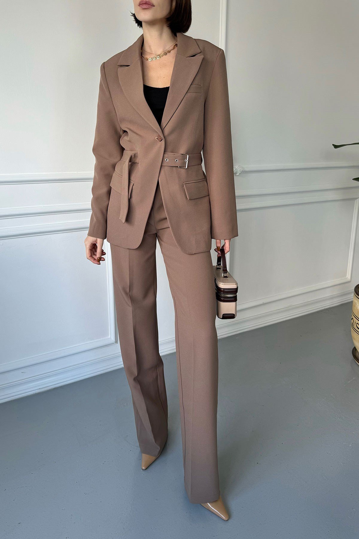 Blazer Kemer Tasarımlı Takım- VİZON
