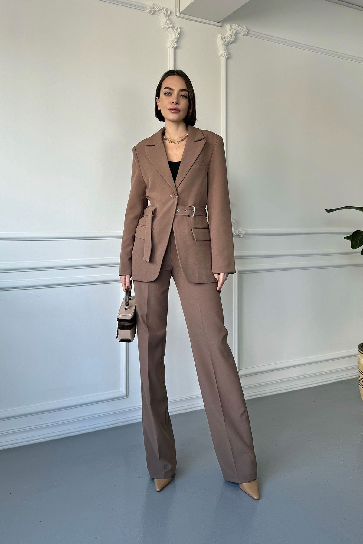 Blazer Kemer Tasarımlı Takım- VİZON
