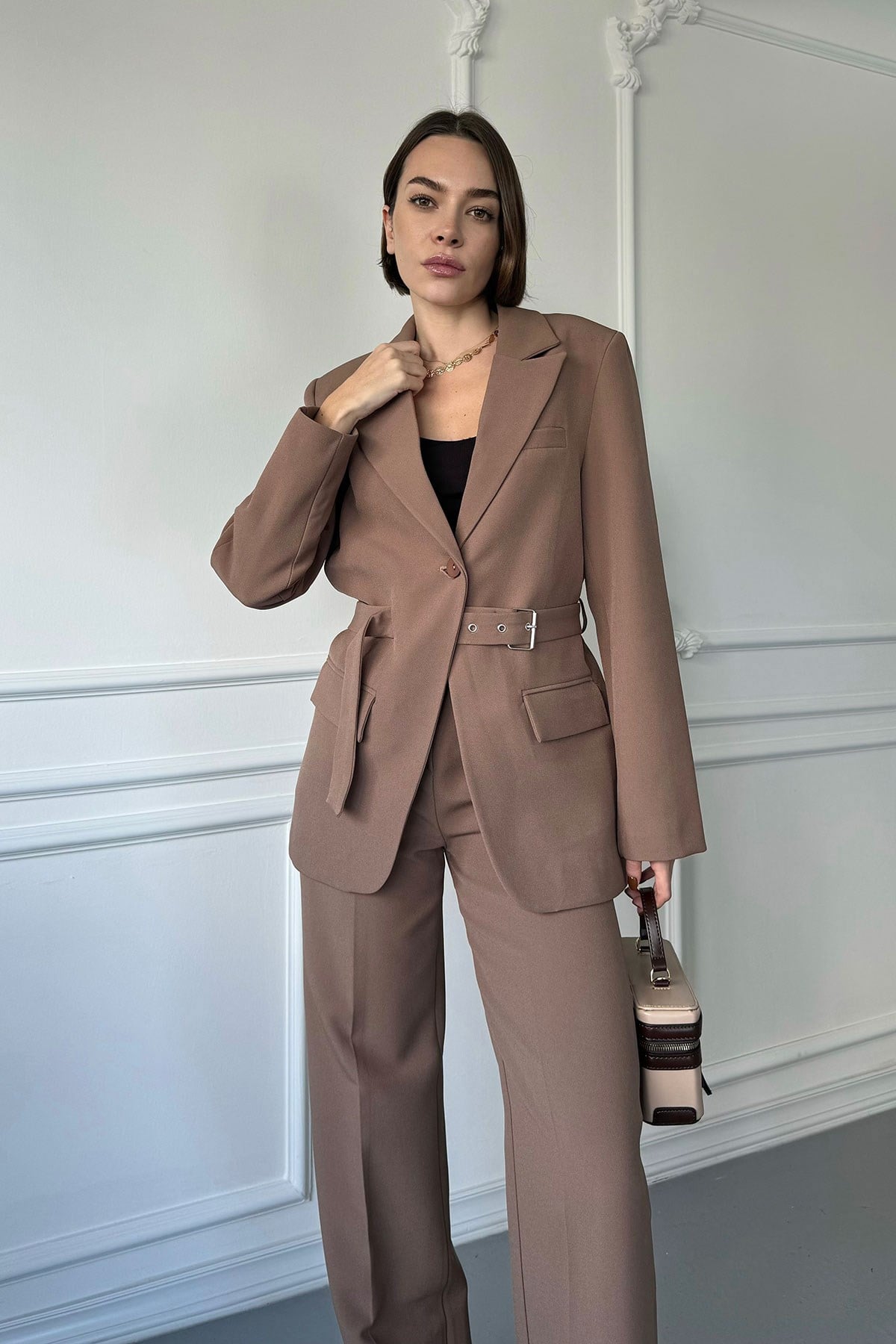 Blazer Kemer Tasarımlı Takım- VİZON