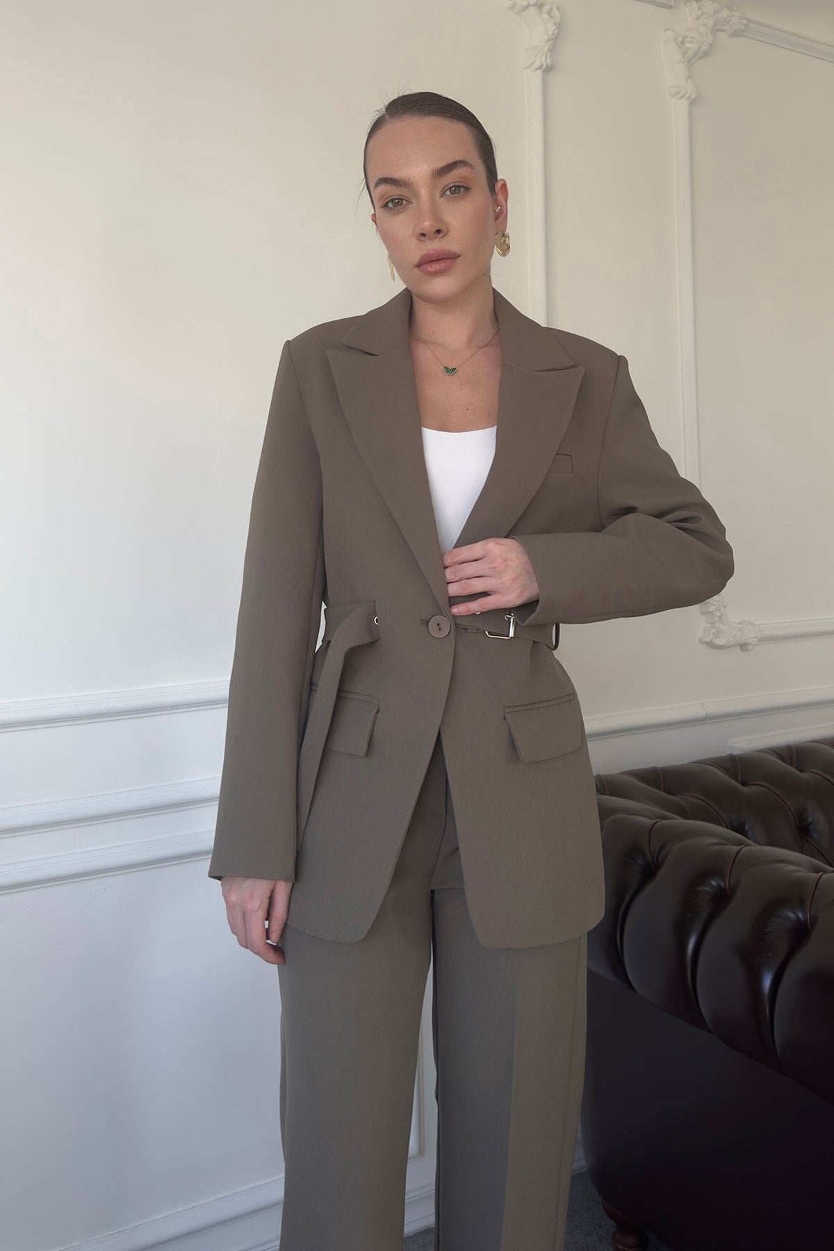 Blazer Kemer Tasarımlı Takım- YEŞİL