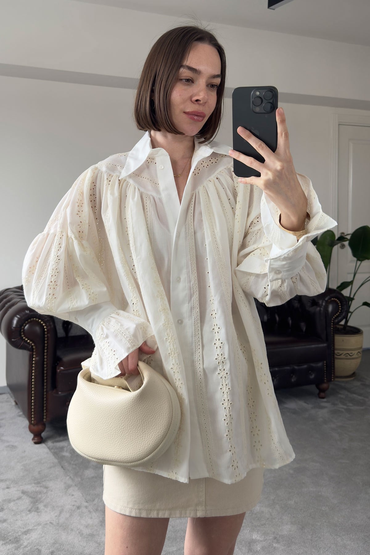 Brode Detay Premium Tasarım Gömlek- BEYAZ
