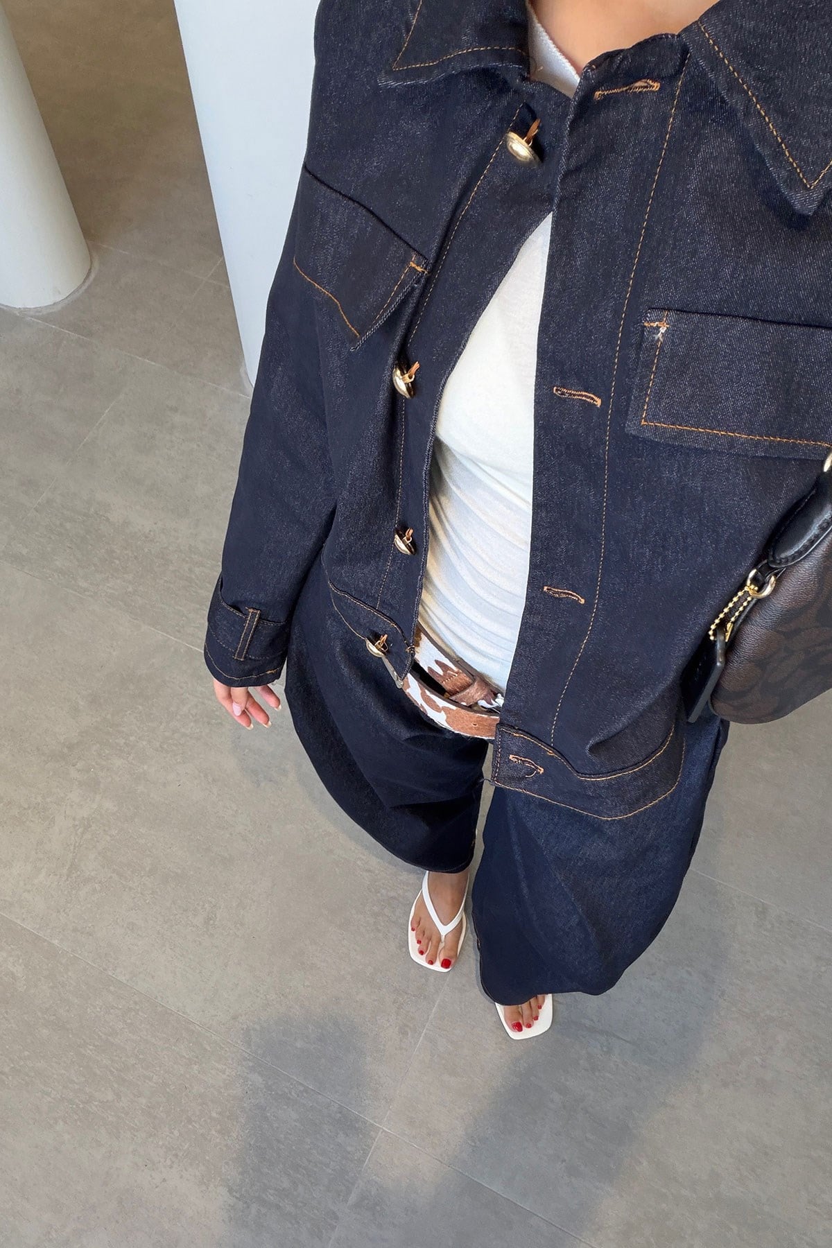 CROP CEKET PANTOLON JEAN TAKIM- LACİVERT