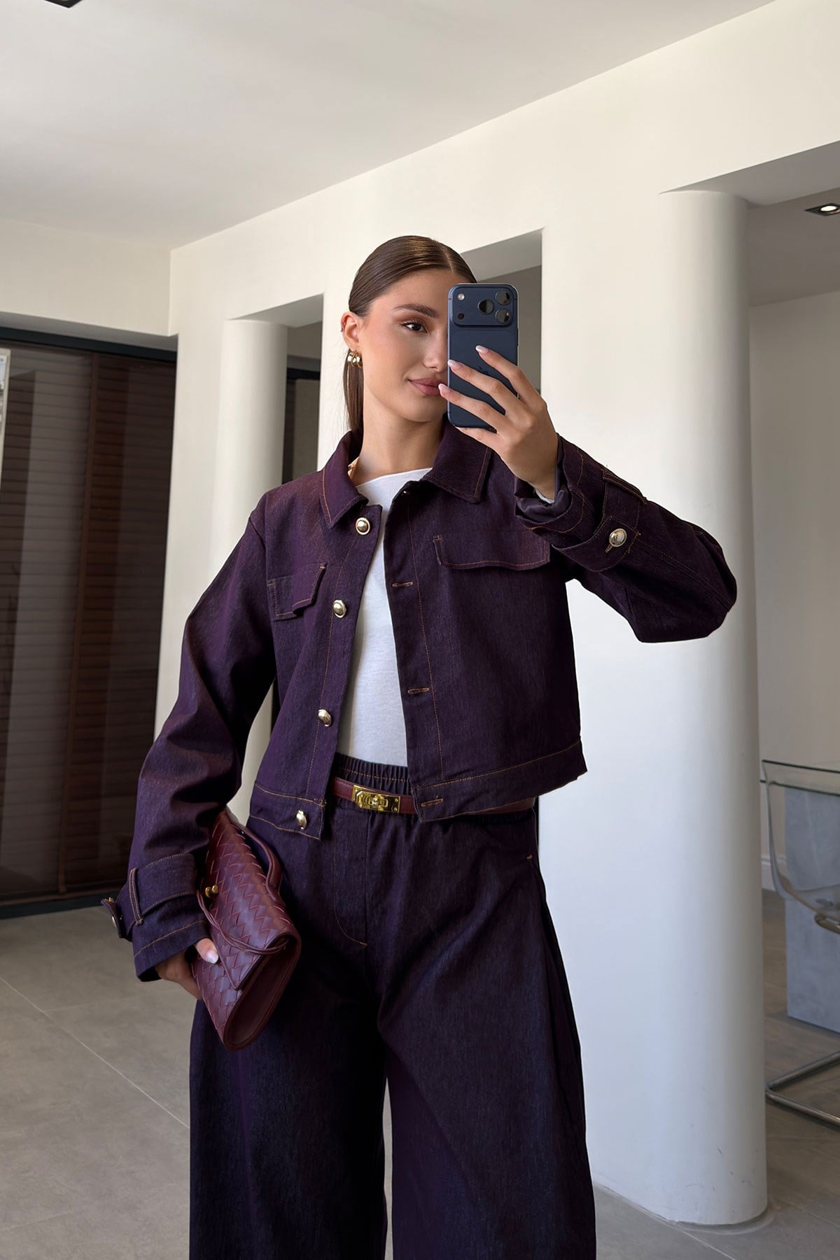 CROP CEKET PANTOLON JEAN TAKIM- MÜRDÜM