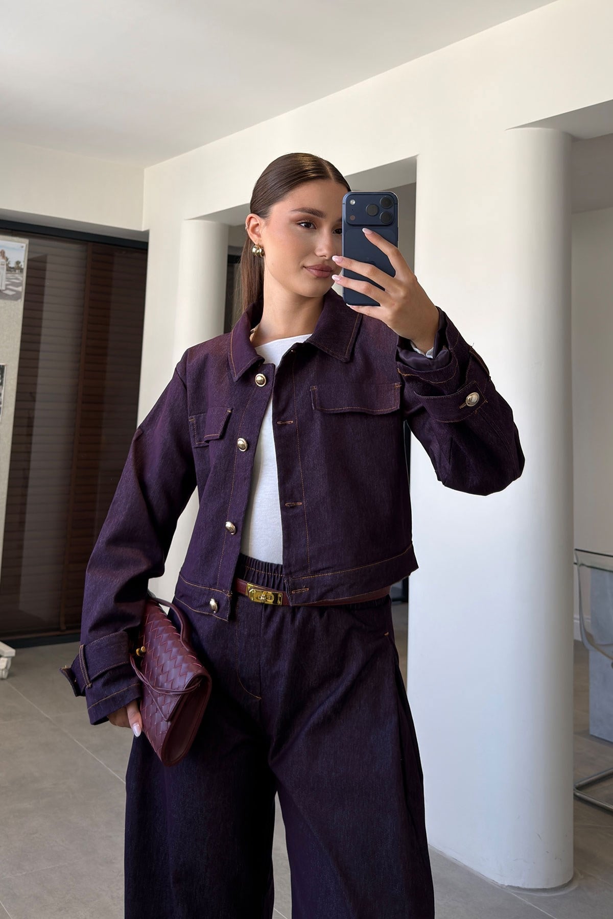 CROP CEKET PANTOLON JEAN TAKIM- MÜRDÜM