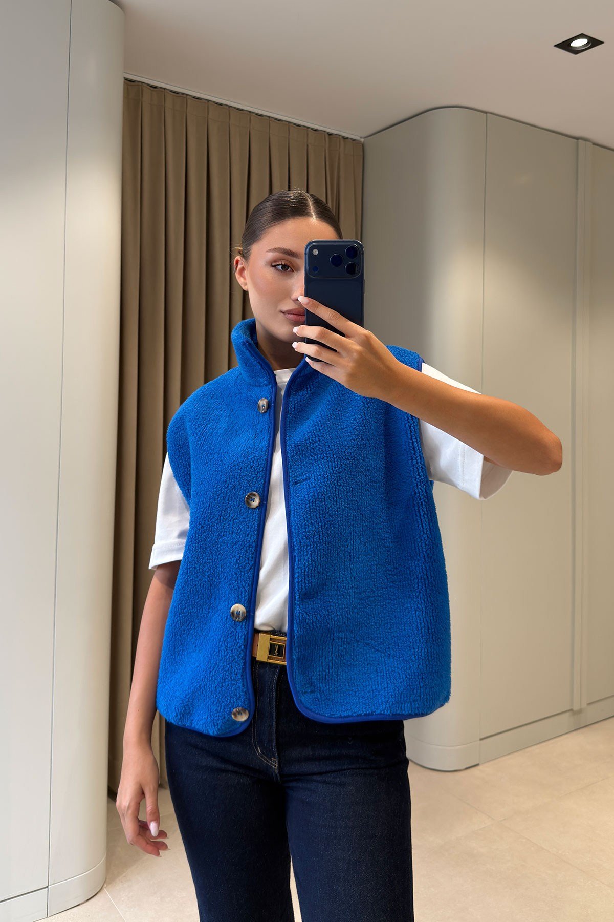 Düğmeli Premium Düğmeli Polar Yelek- SAKS