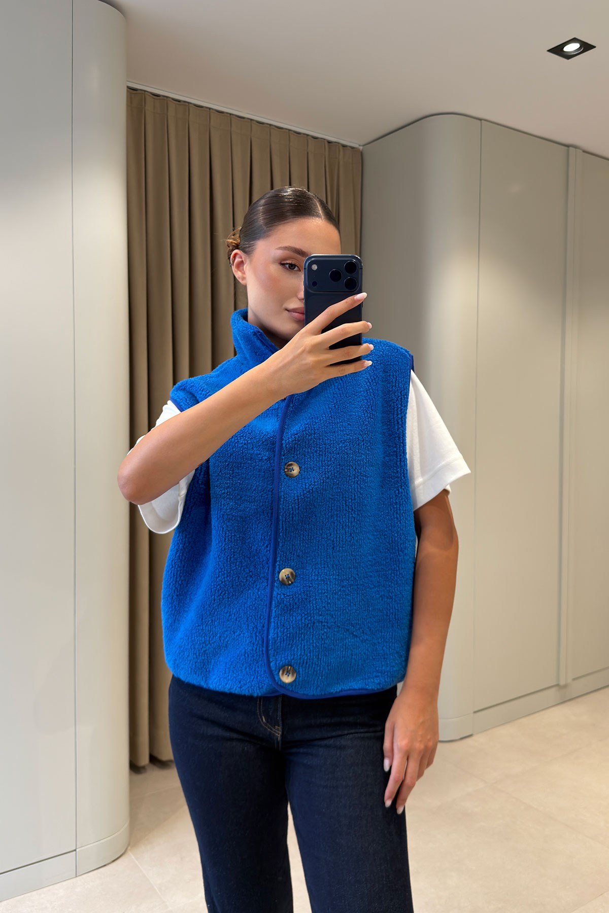 Düğmeli Premium Düğmeli Polar Yelek- SAKS
