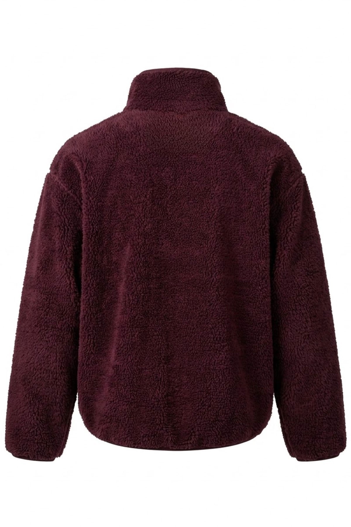 FERMUARLI DİK YAKA POLAR CEKET- BORDO