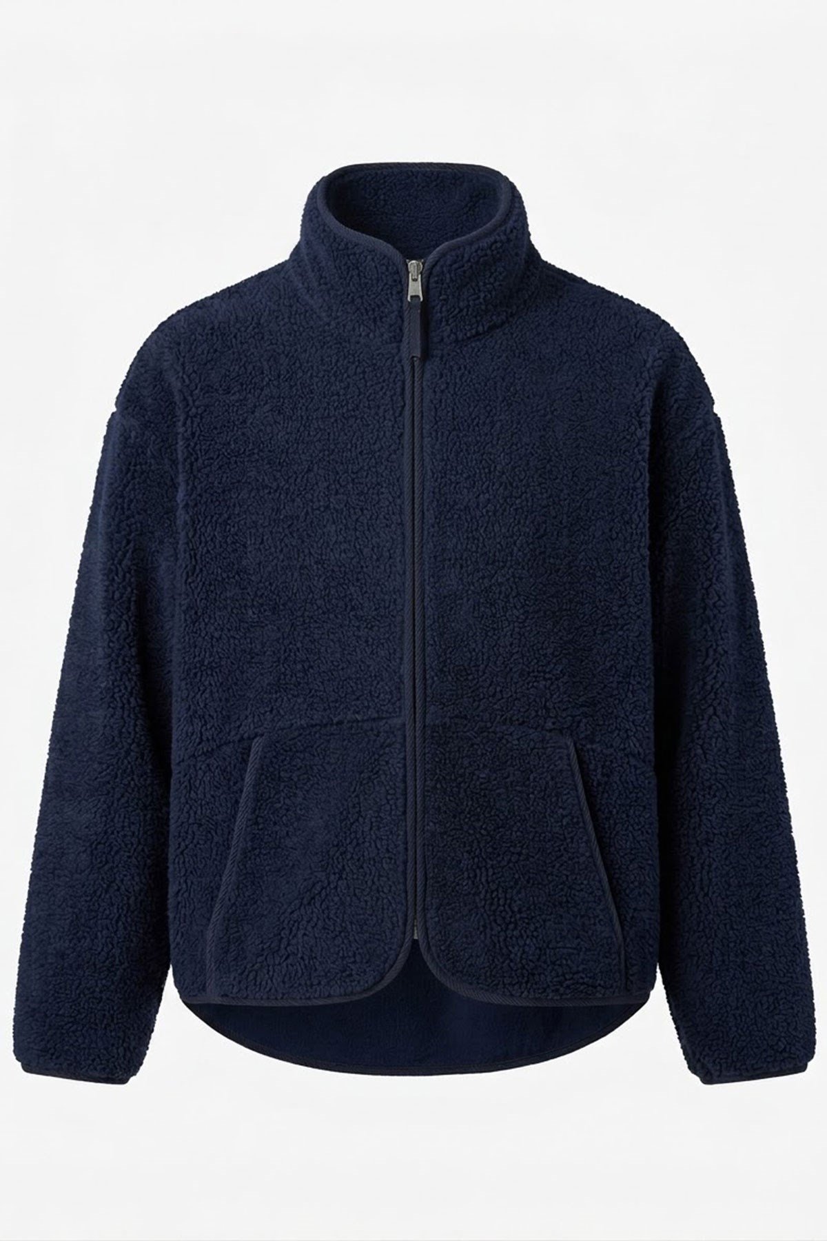 FERMUARLI DİK YAKA POLAR CEKET- LACİVERT