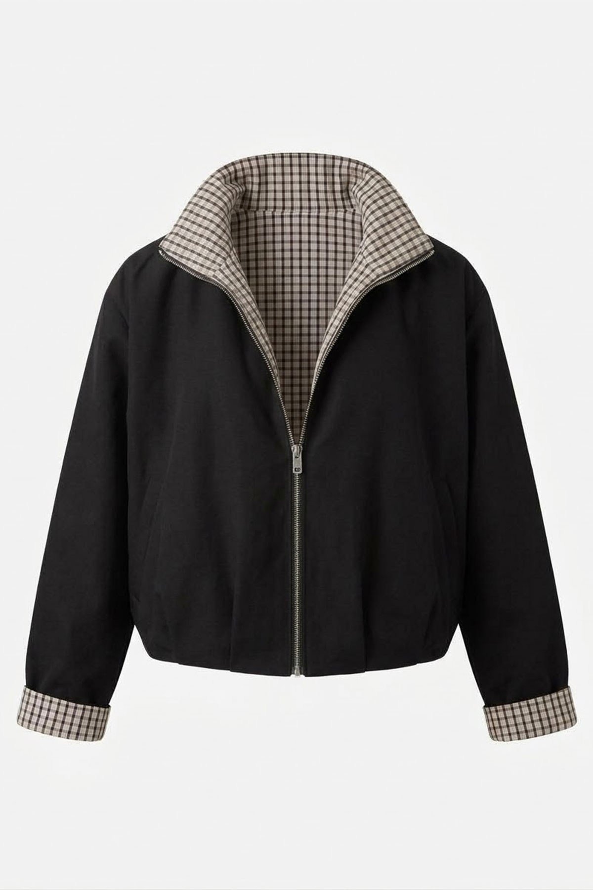 FERMUARLI PİLE DETAYLI BOMBER CEKET- SİYAH