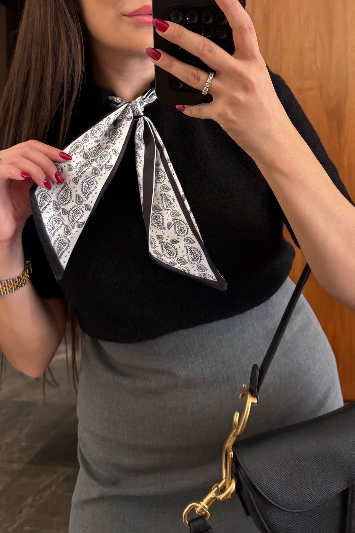 Fluarlı Kısa Kol Premium Triko Kazak- SİYAH