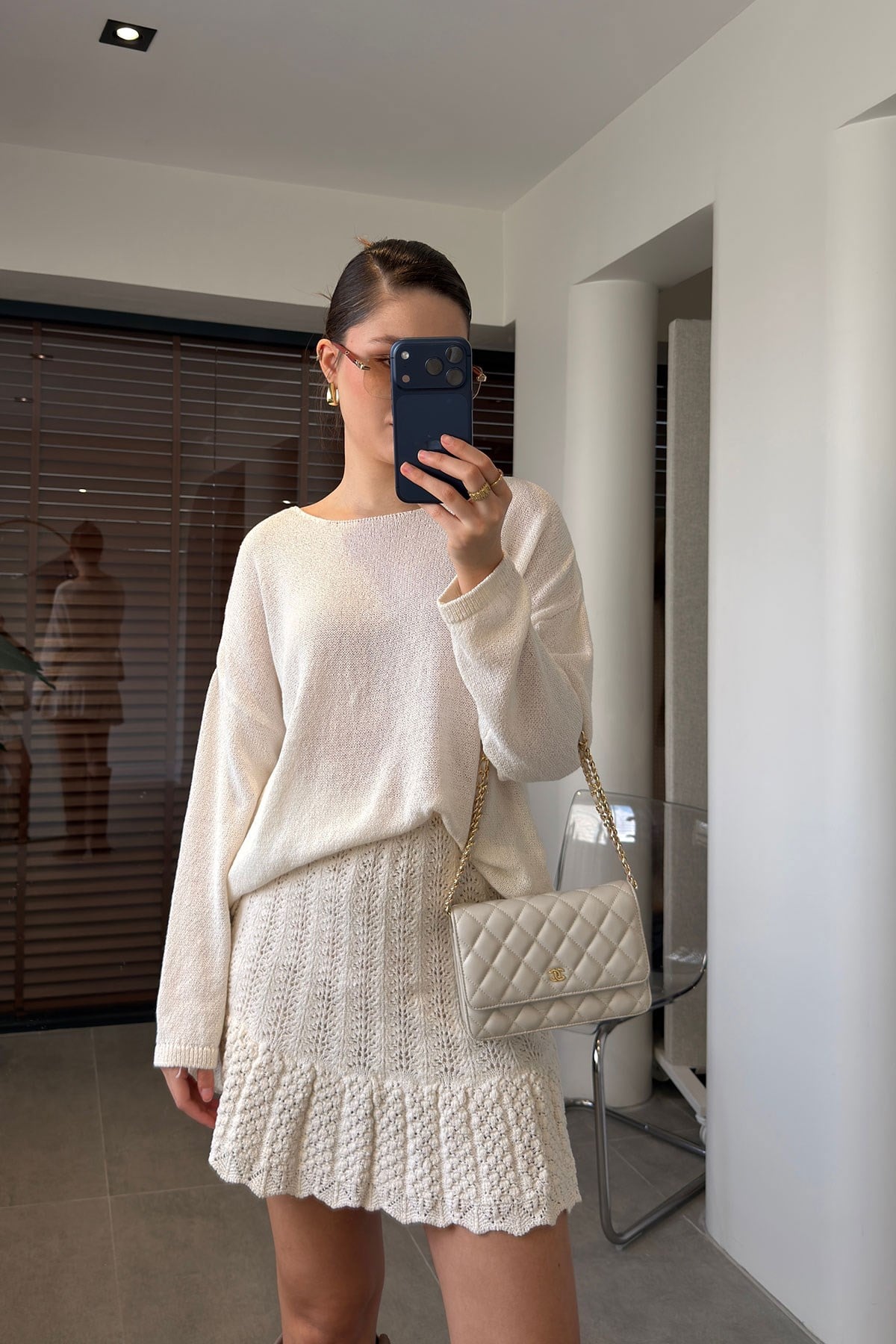 Geniş Yaka Basic Merserize Triko- EKRU