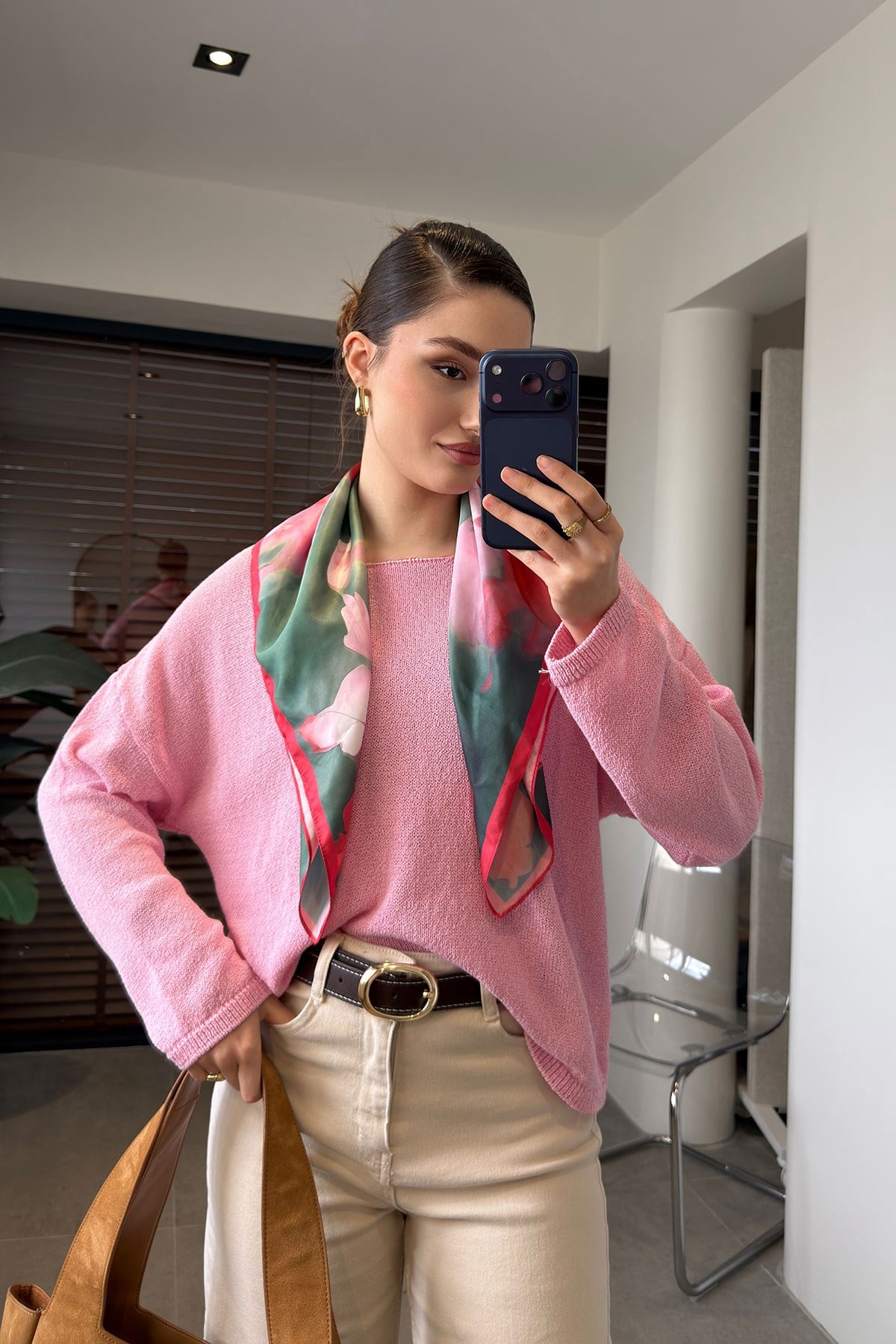 Geniş Yaka Basic Merserize Triko- PEMBE