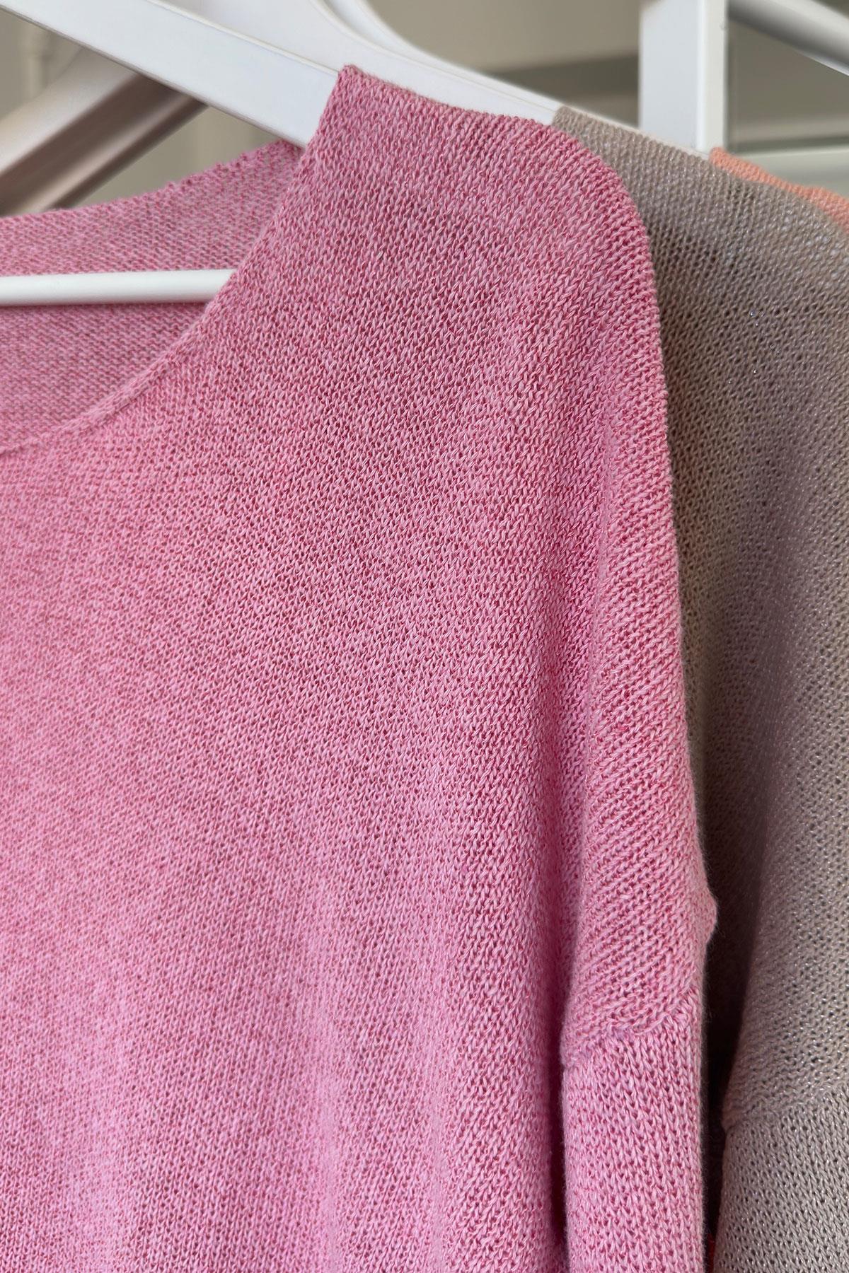 Geniş Yaka Basic Triko Kazak- PEMBE