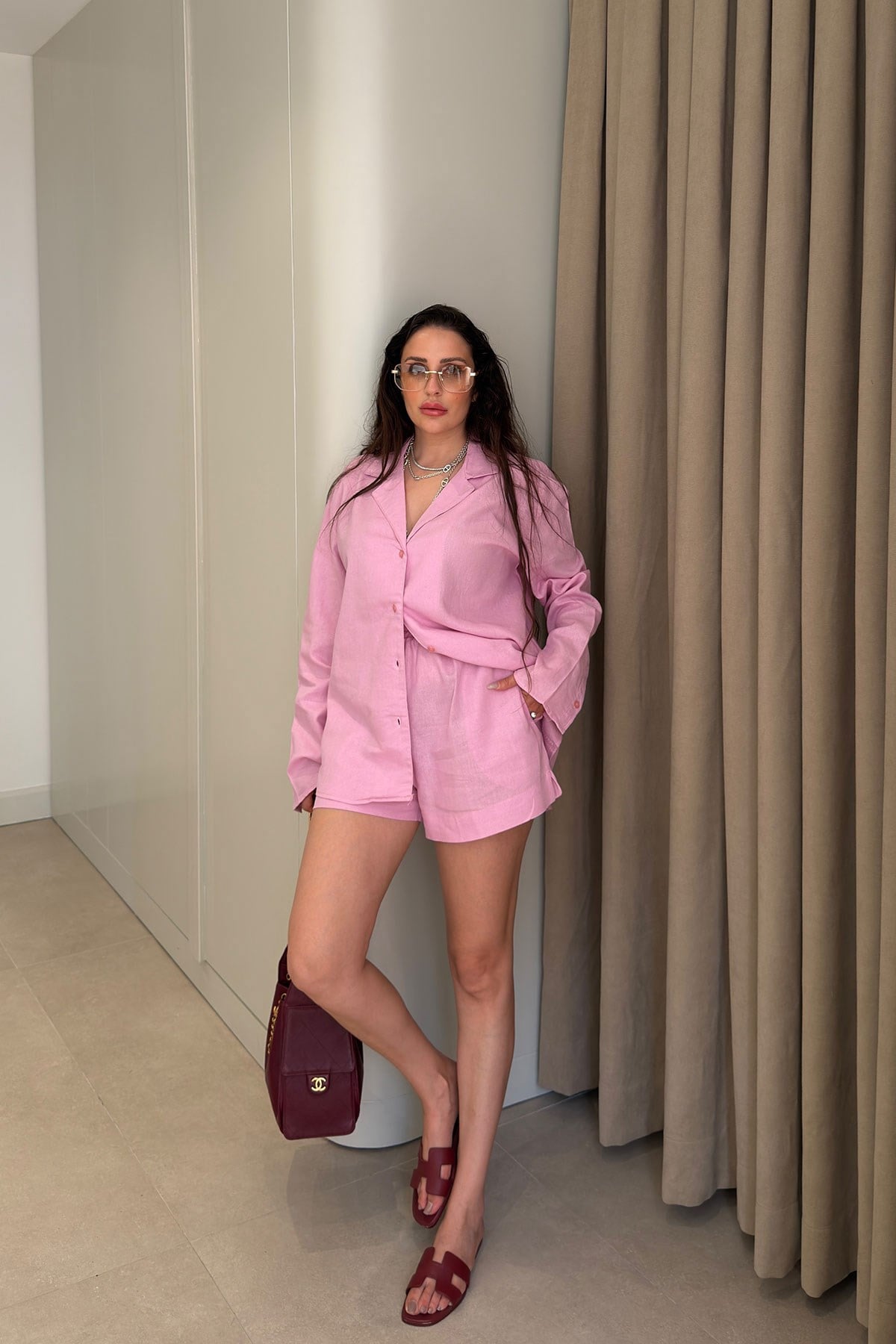 Gömlek Şort İkili Takım- PEMBE