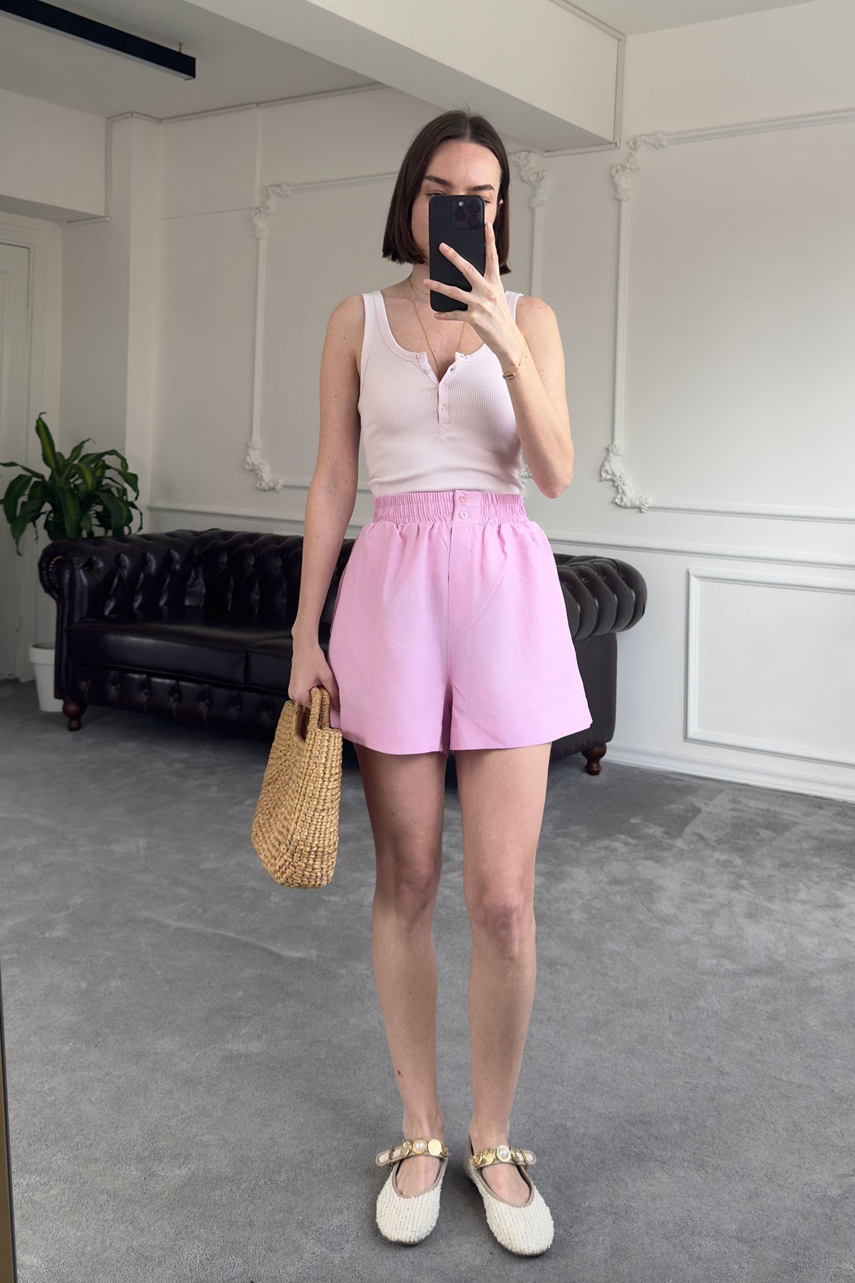 Kalın Askılı Düğmeli Premium Atlet- PEMBE