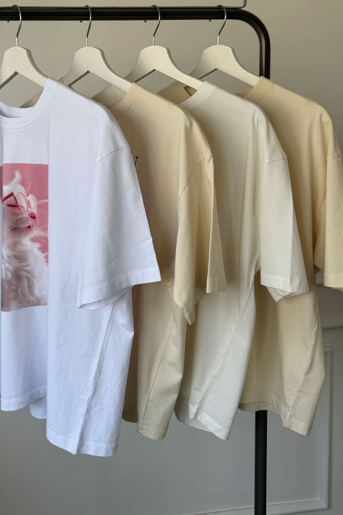 Kedi Baskılı Tshirt- BEYAZ