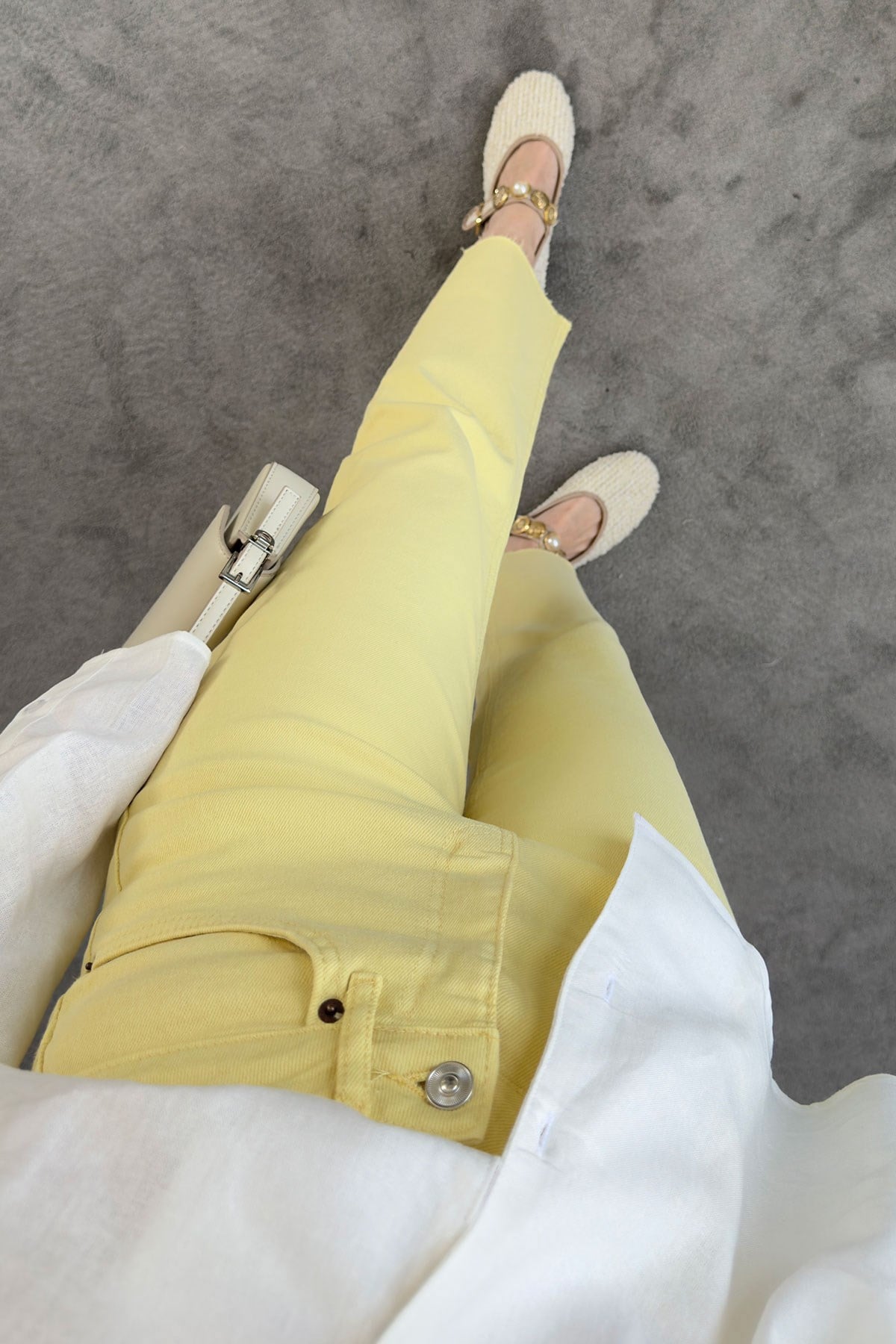 Kesik Paça Boyfit Jean- SARI