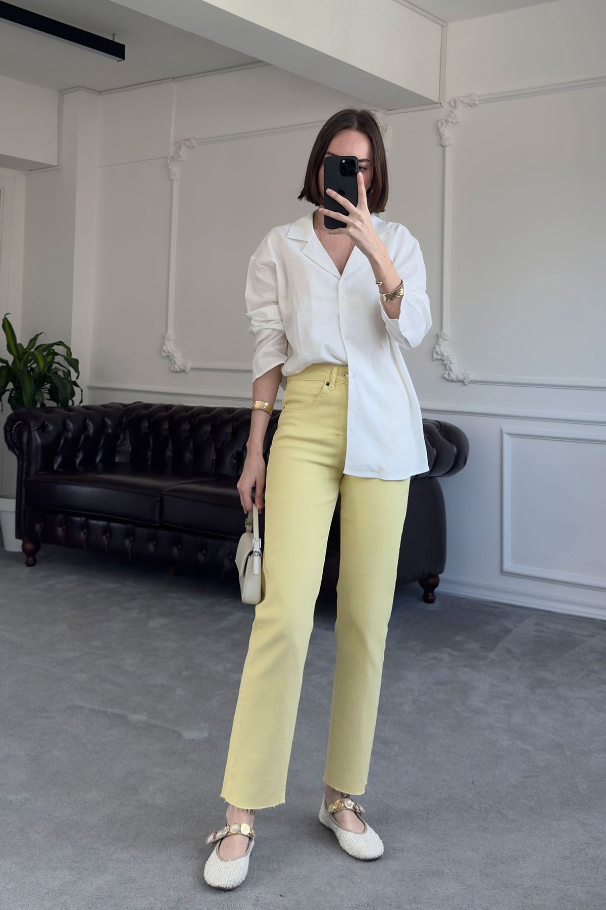 Kesik Paça Boyfit Jean- SARI