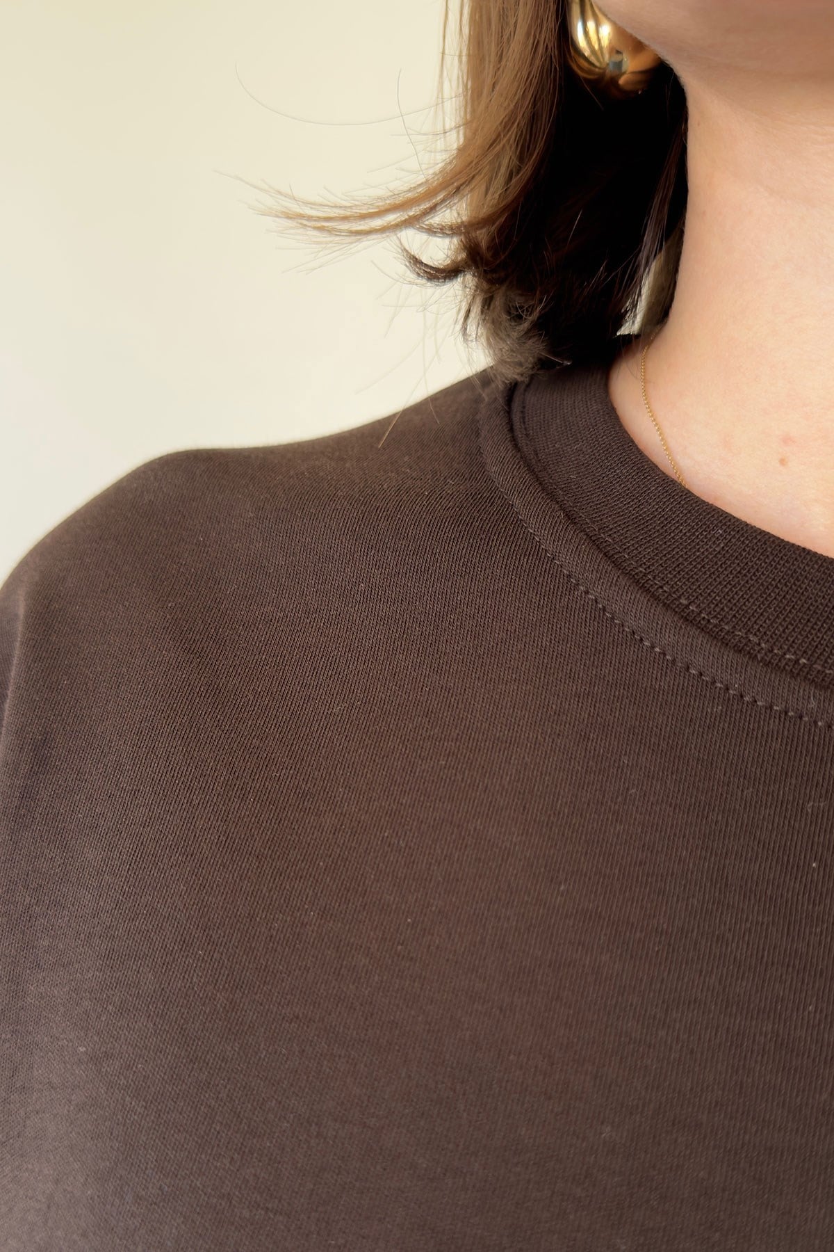 Kısa Kol Basic  T-shirt- KAHVERENGİ