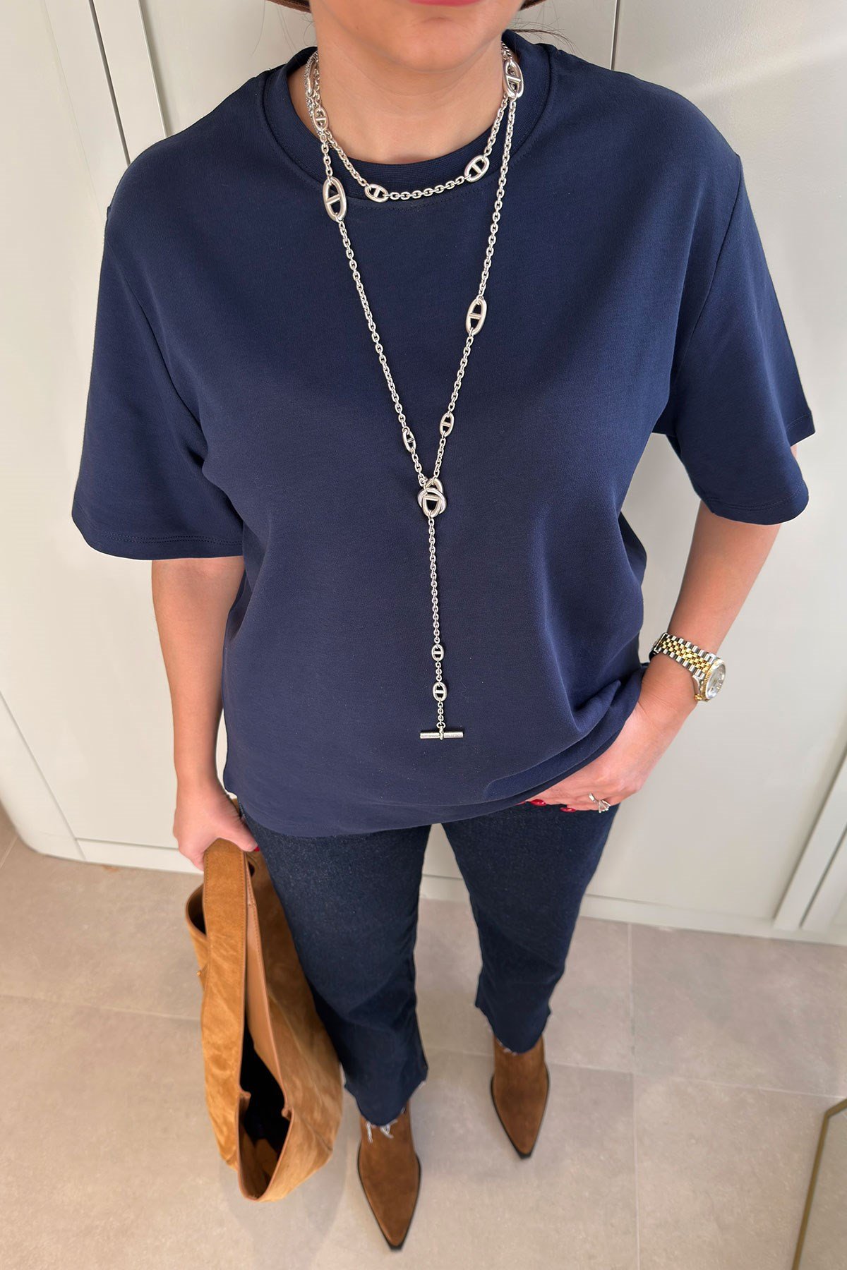 Kısa Kol Basic  T-shirt- LACİVERT