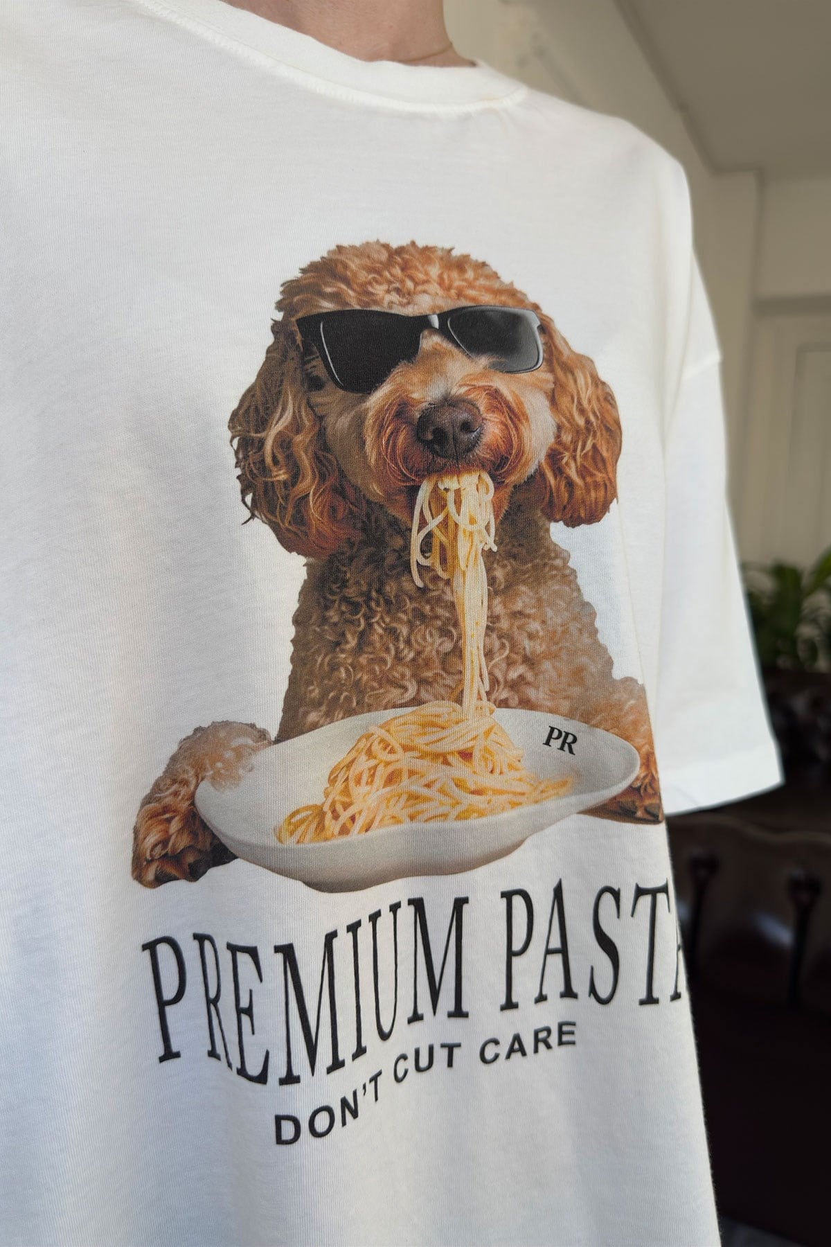Köpek Baskılı Tshirt- BEYAZ