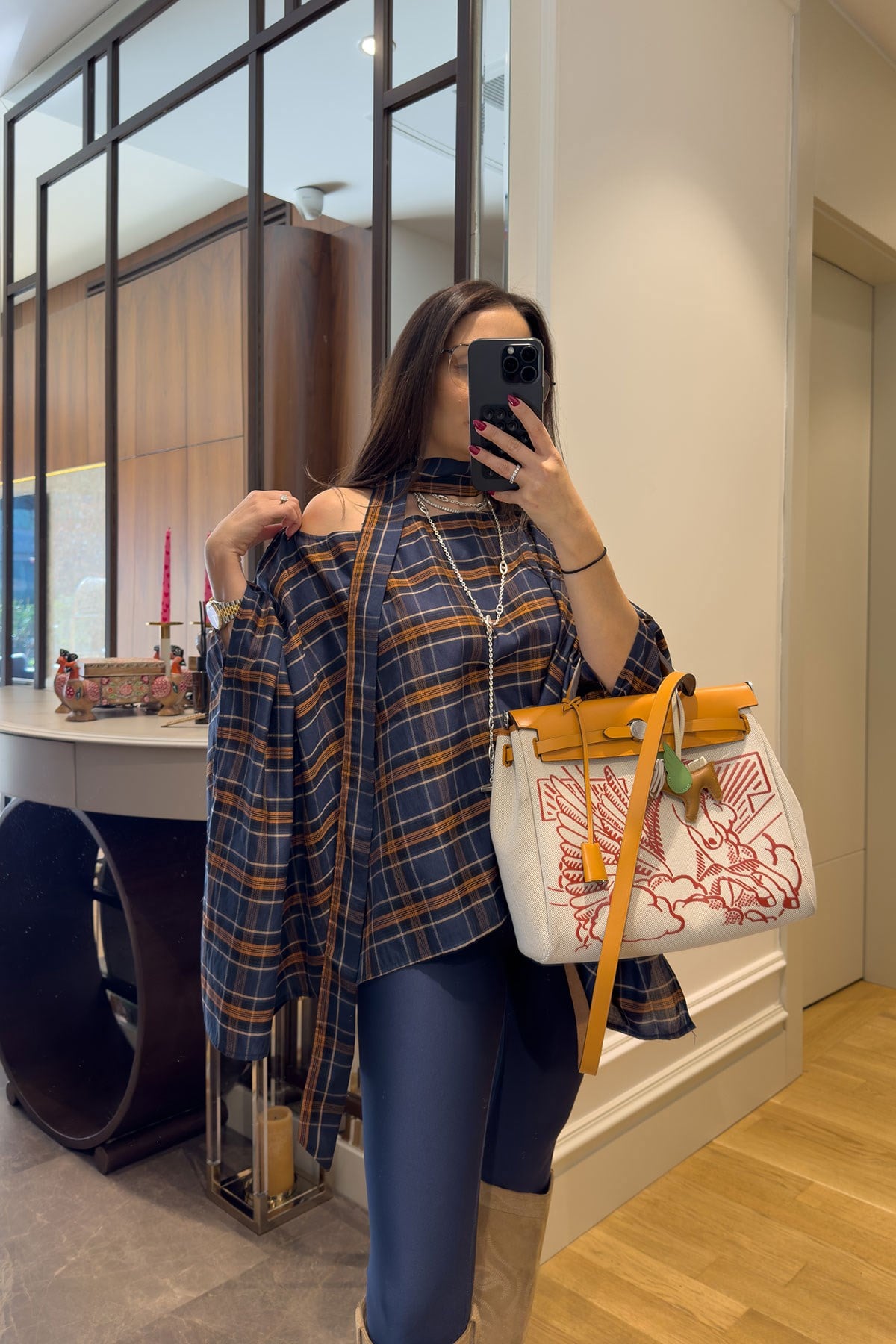 Kuşak Detay Oversize Panço- LACİVERT