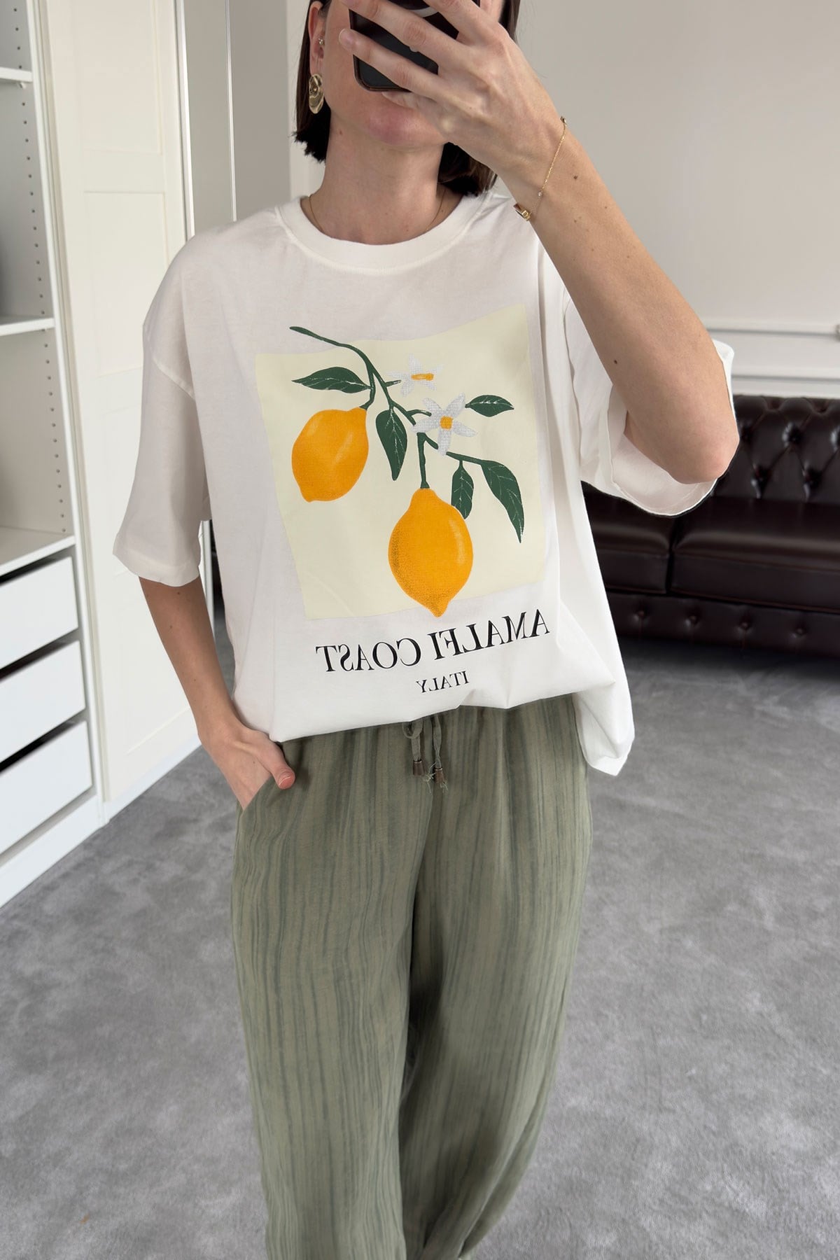 Limon Baskılı Tshirt- BEYAZ