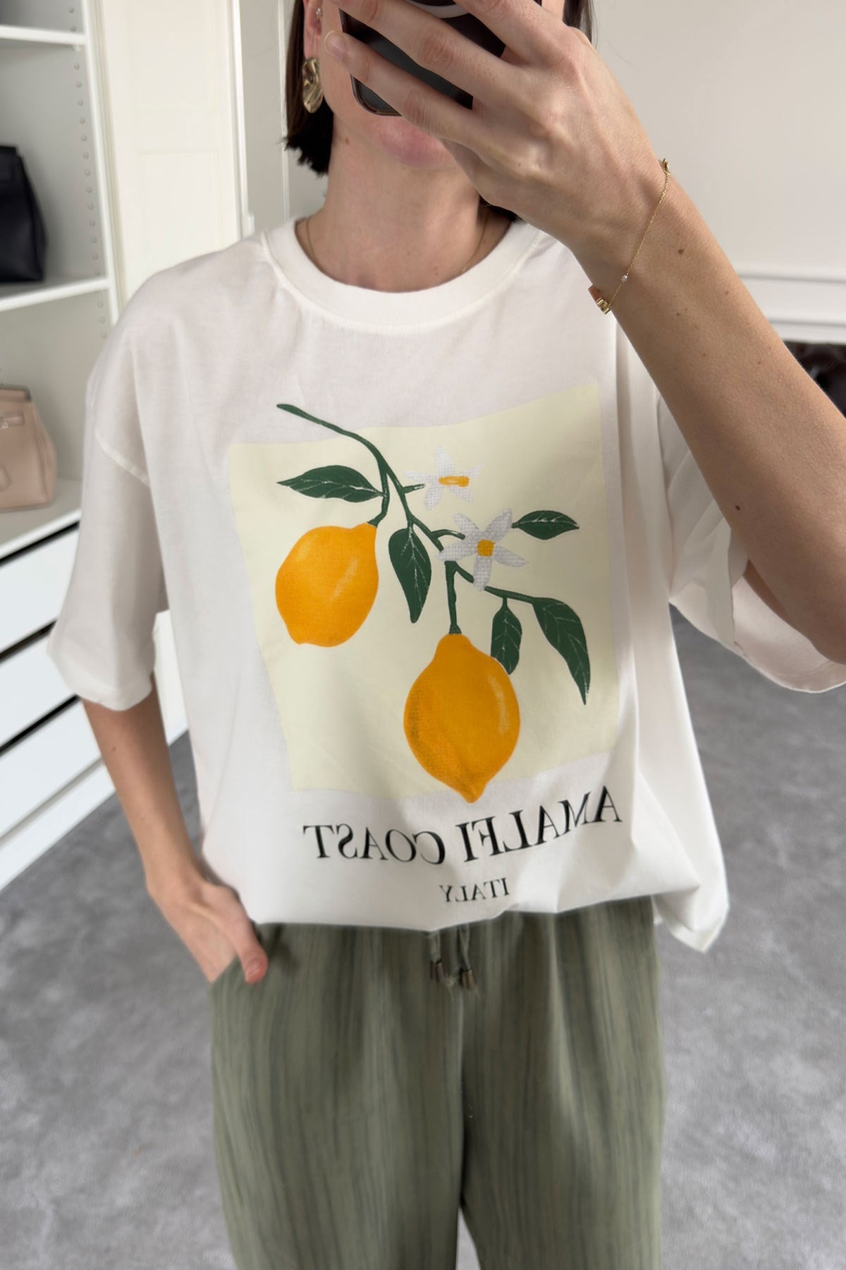 Limon Baskılı Tshirt- BEYAZ