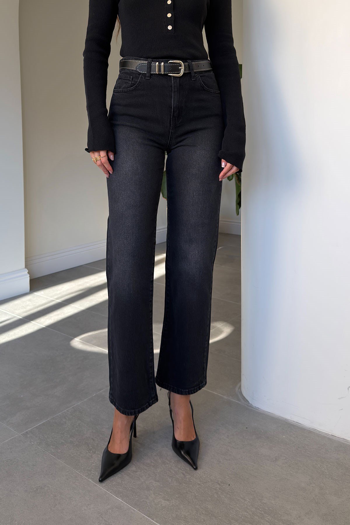 LUNA KEMERLİ WİDE LEG JEAN- FÜME