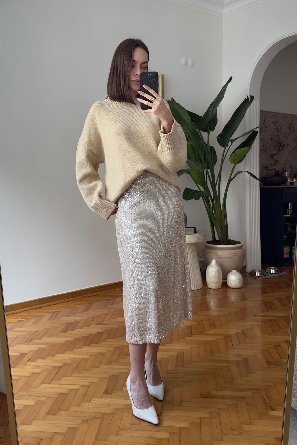 Marka Model Bisiklet Yaka Oversize Kazak- CAMEL