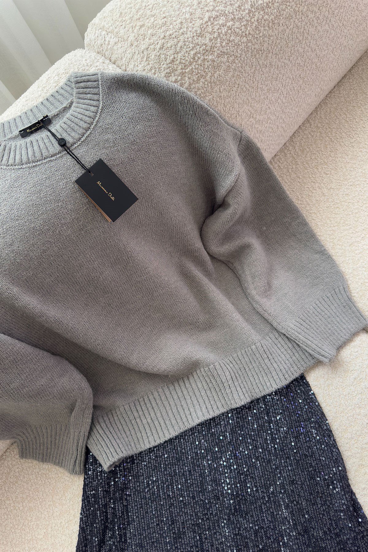 Marka Model Bisiklet Yaka Oversize Kazak- GRİ