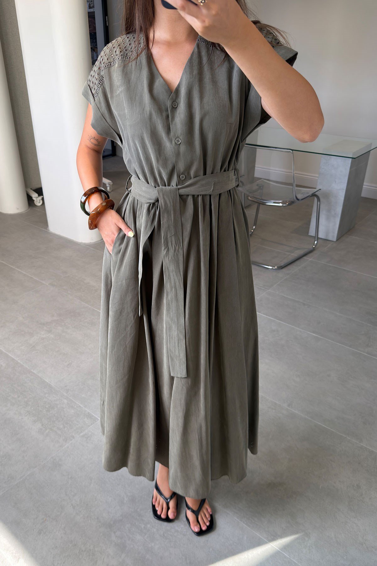Mila Tensel Elbise- HAKİ