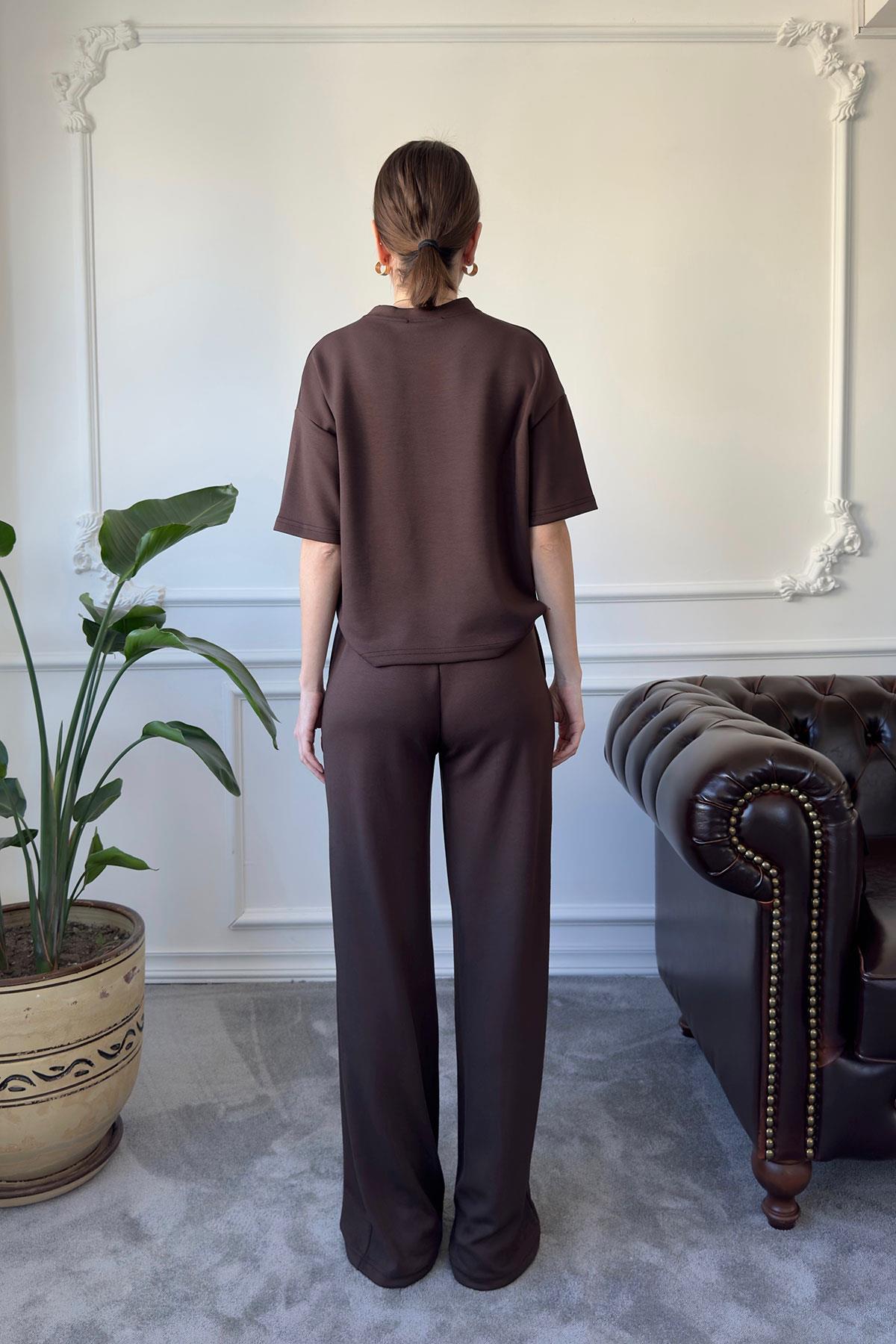 Modal Kumaş Basic Takım- KAHVERENGİ