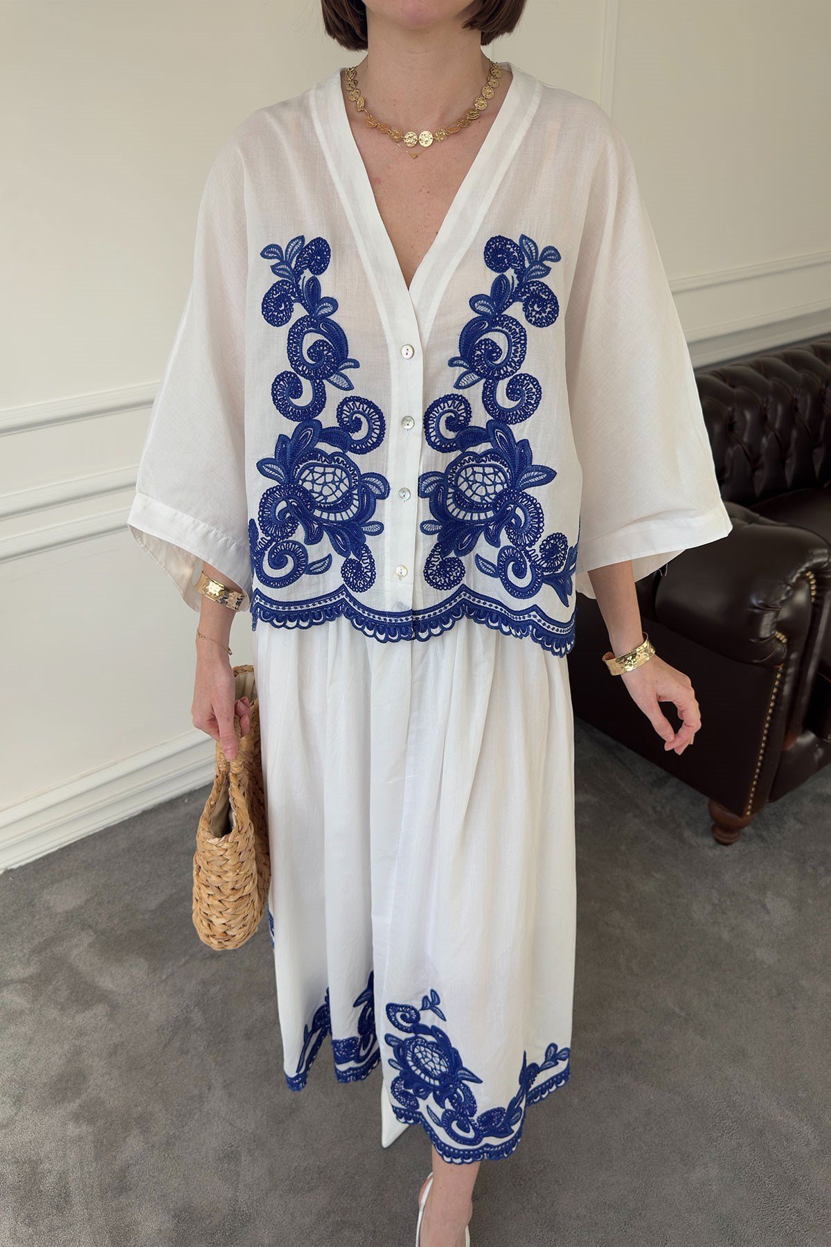 Nakışlı Bolero Etekli Takım- SAKS