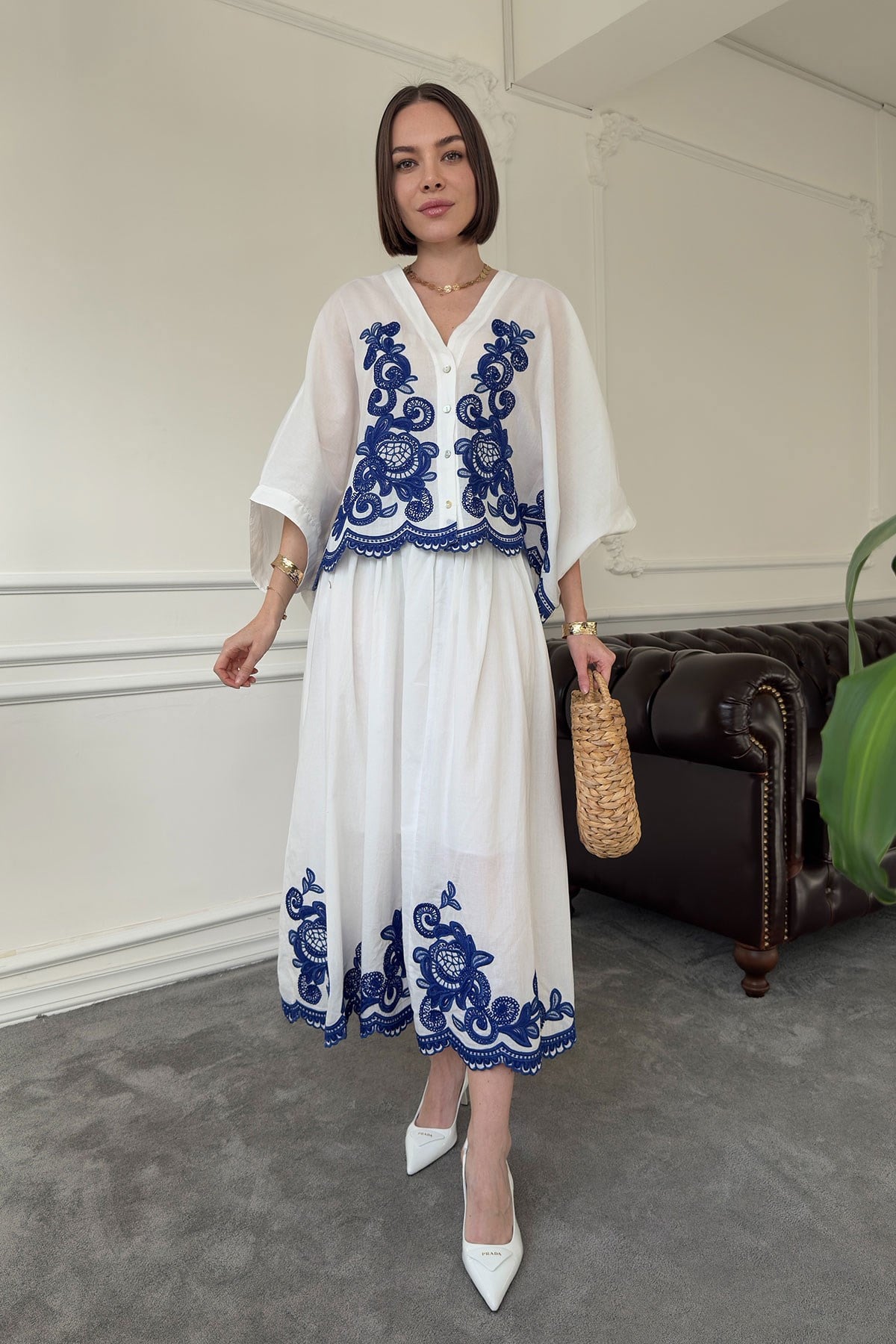 Nakışlı Bolero Etekli Takım- SAKS