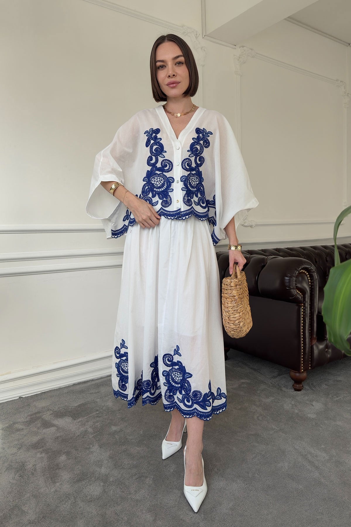Nakışlı Bolero Etekli Takım- SAKS